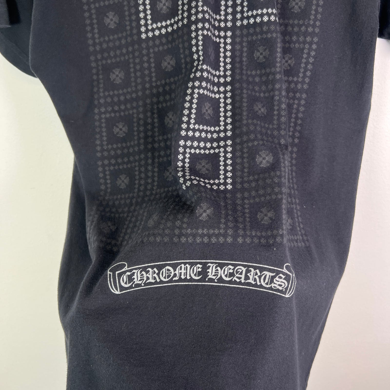 Chrome Hearts Black/Silver Vintage Square Cross Cemetery Pocket T-Shirt Size M
