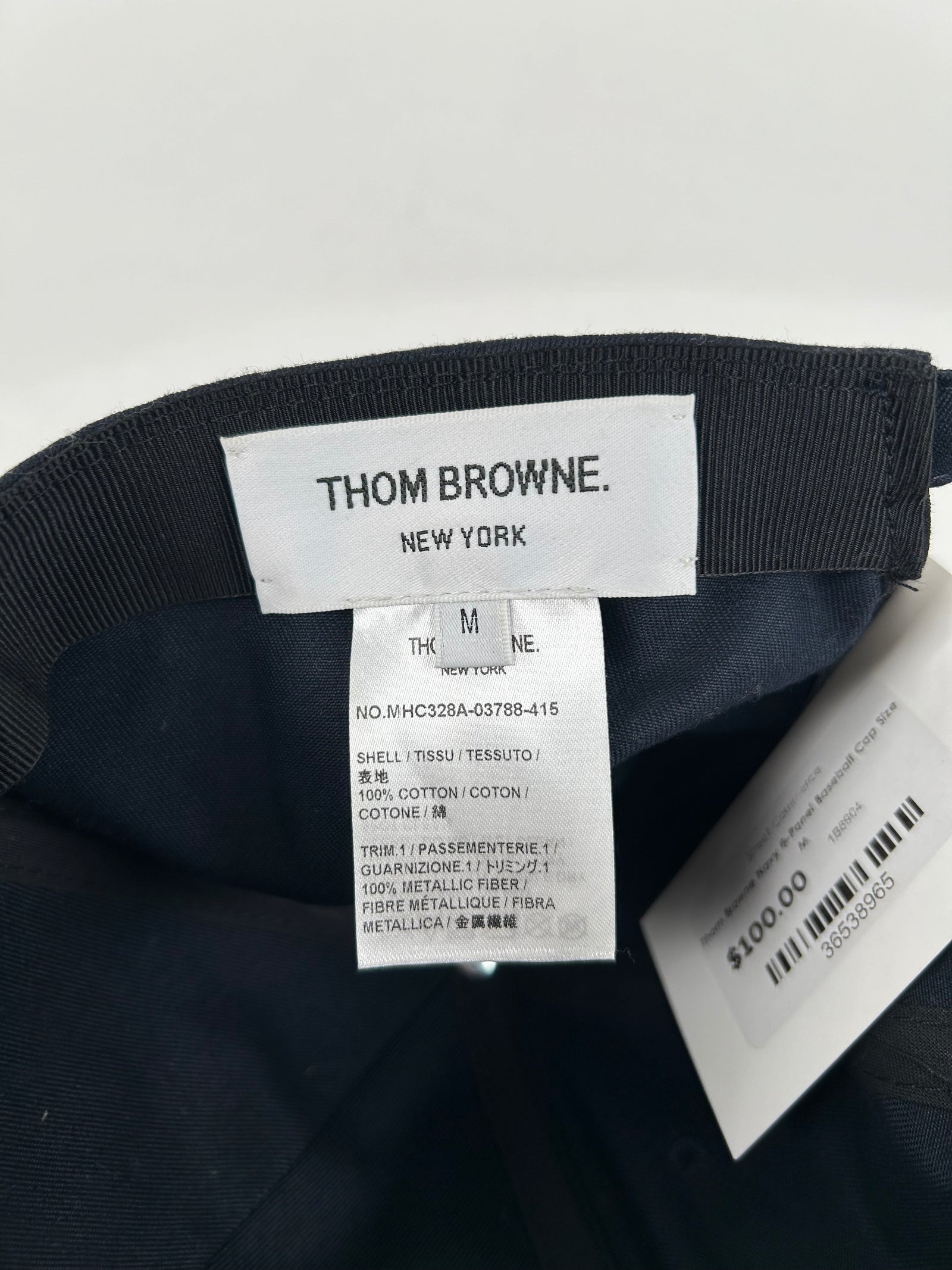 Thom Browne Navy 6-Panel Baseball Cap Size M