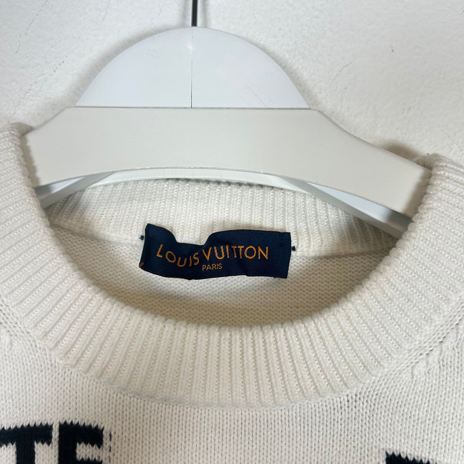 Louis Vuitton White New Letter Logo Sweater Size L