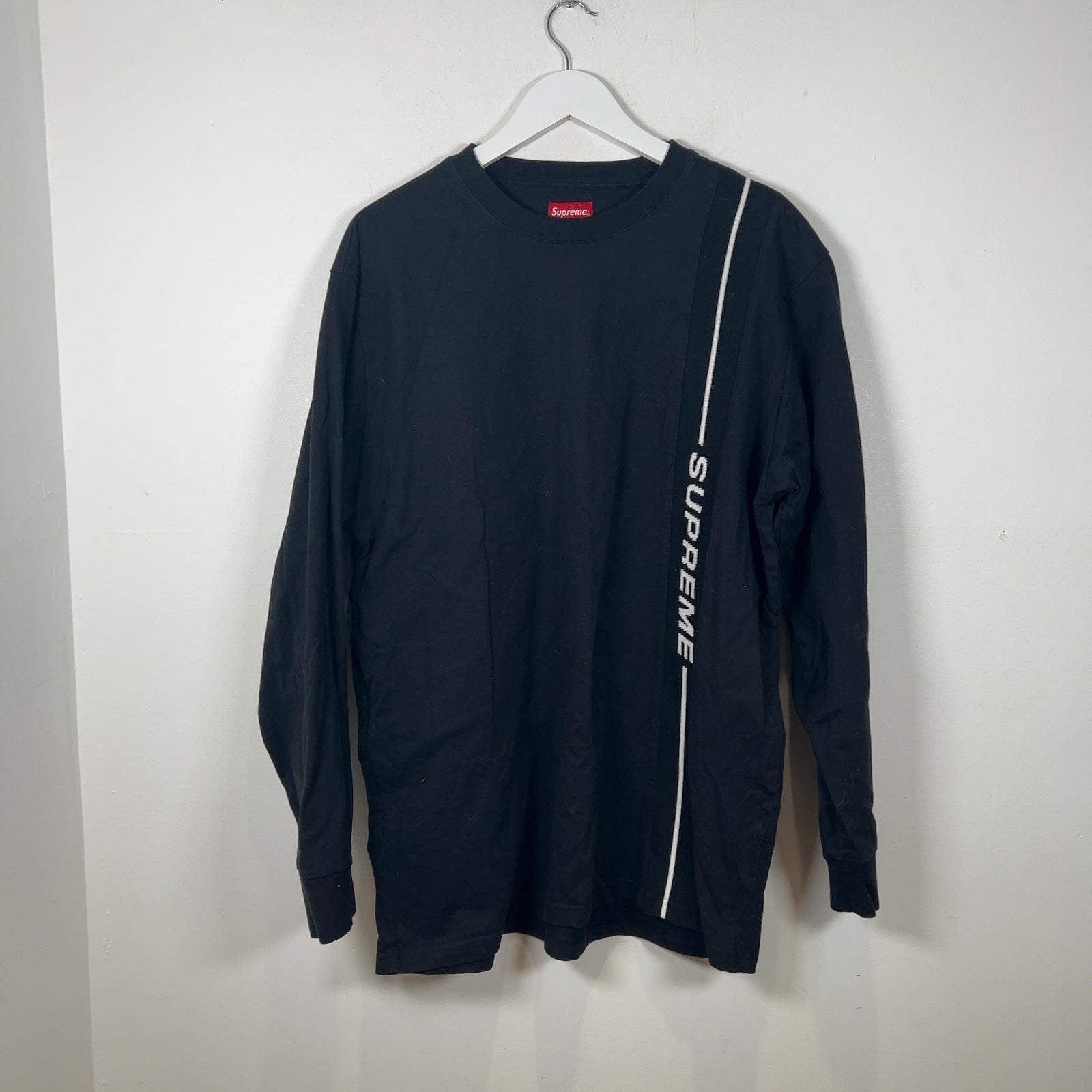Supreme Black Stripe Logo Longsleeve