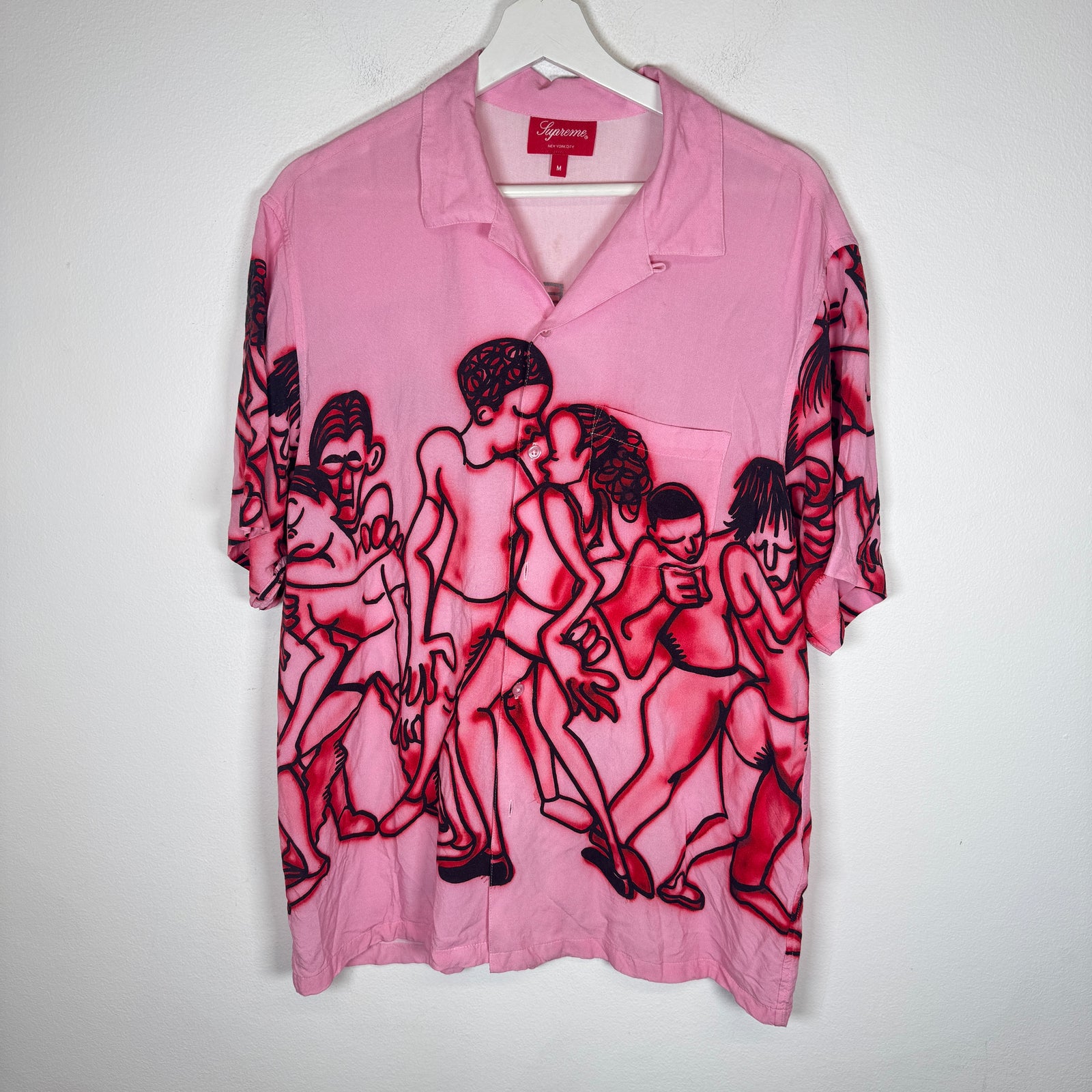 Supreme Pink Dancing Rayon S/S Shirt Size M