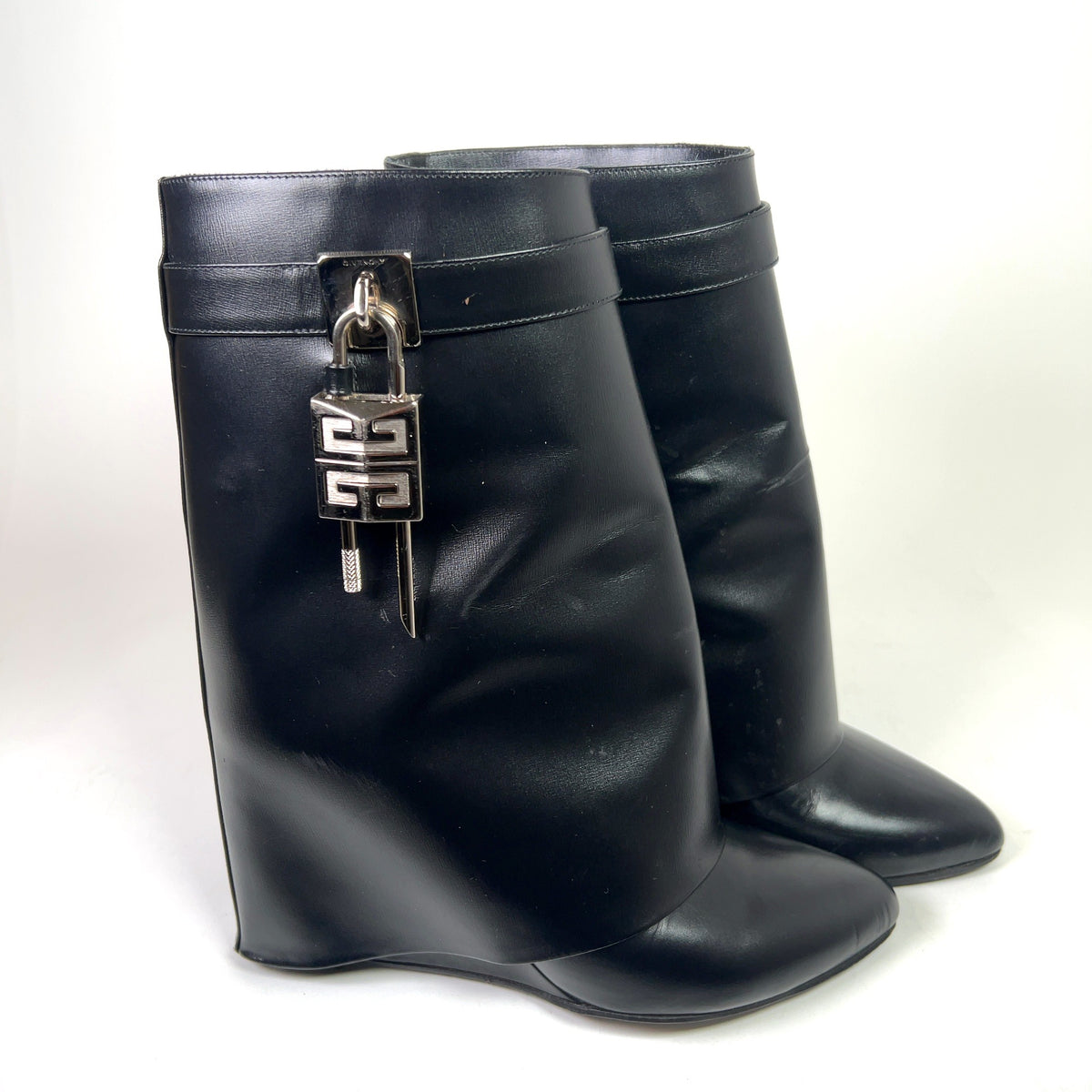 Givenchy Shark Calfskin Lock Ankle Boots