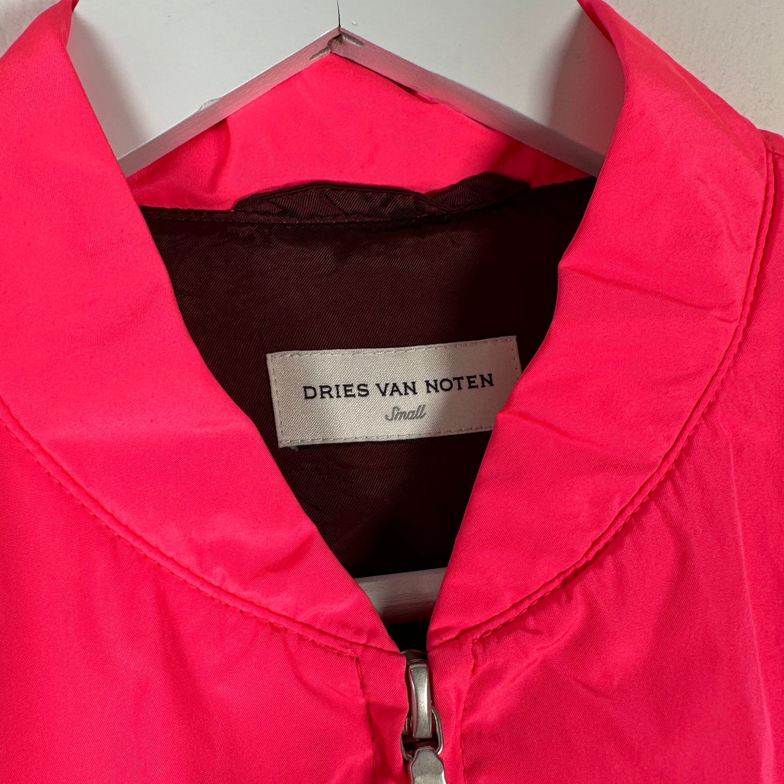 Dries Van Noten Neon Pink Cropped Windbreaker Size S