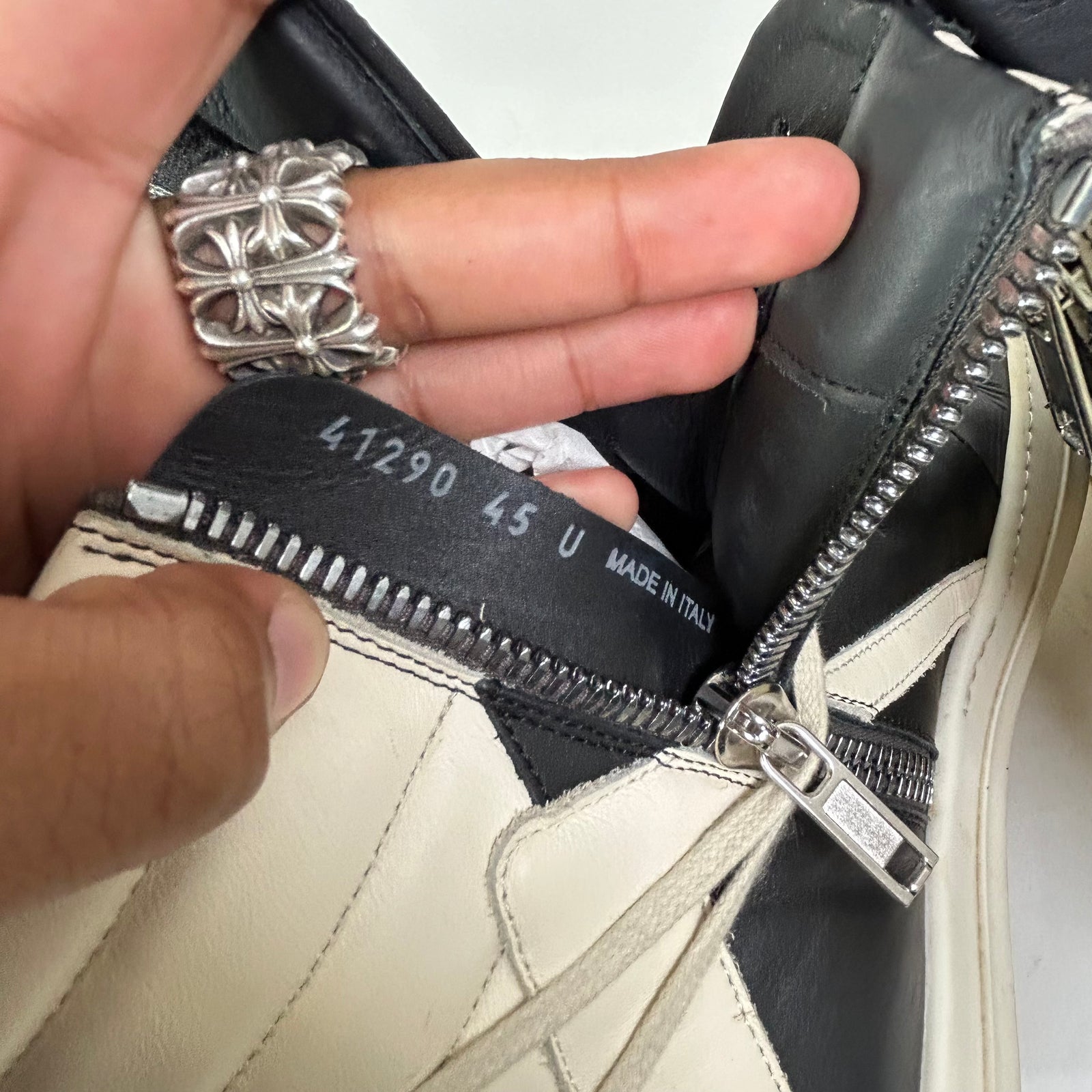 Rick Owens Black/Milk Geobaskets Size 45
