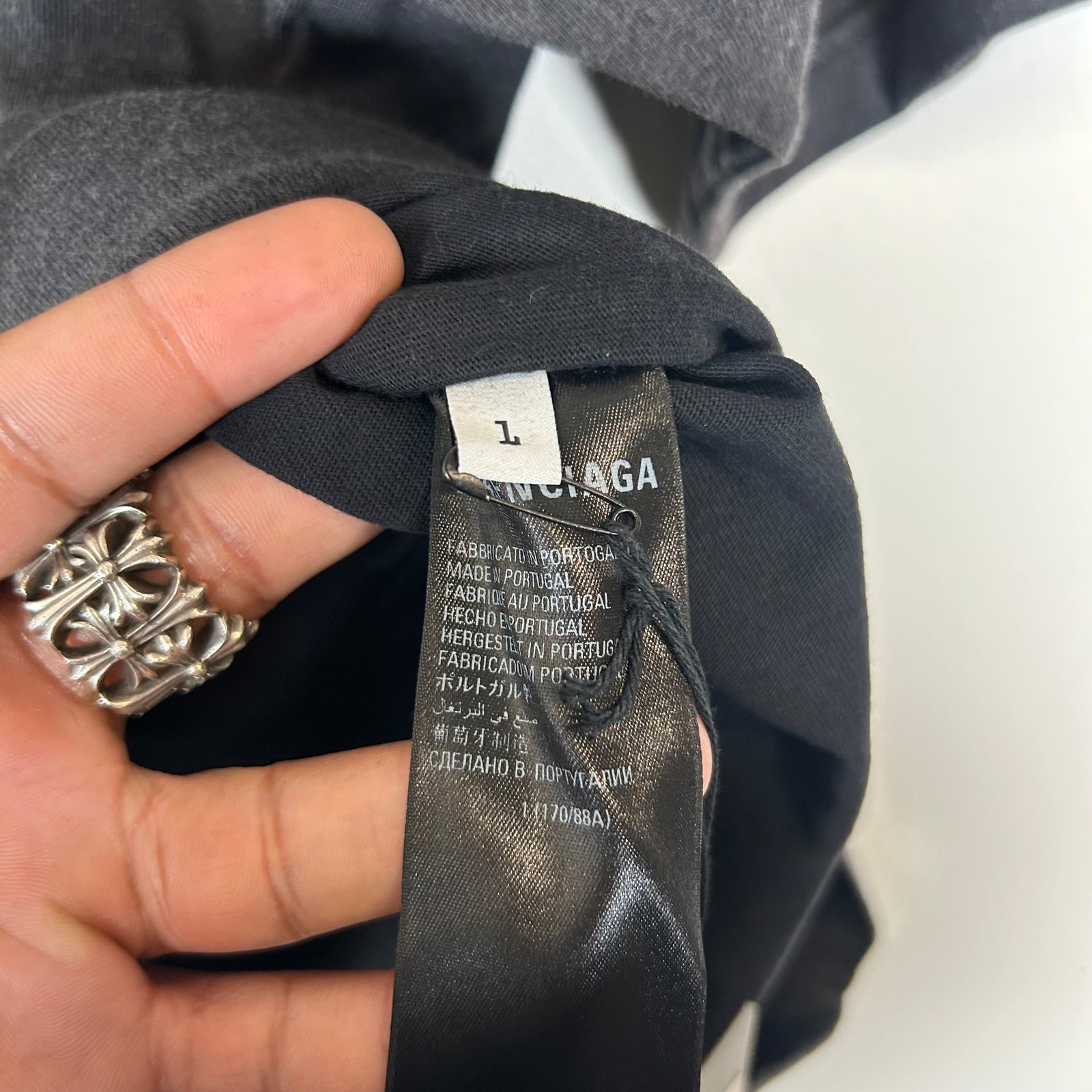 Balenciaga Black Strike-Through Logo T-Shirt Size 1