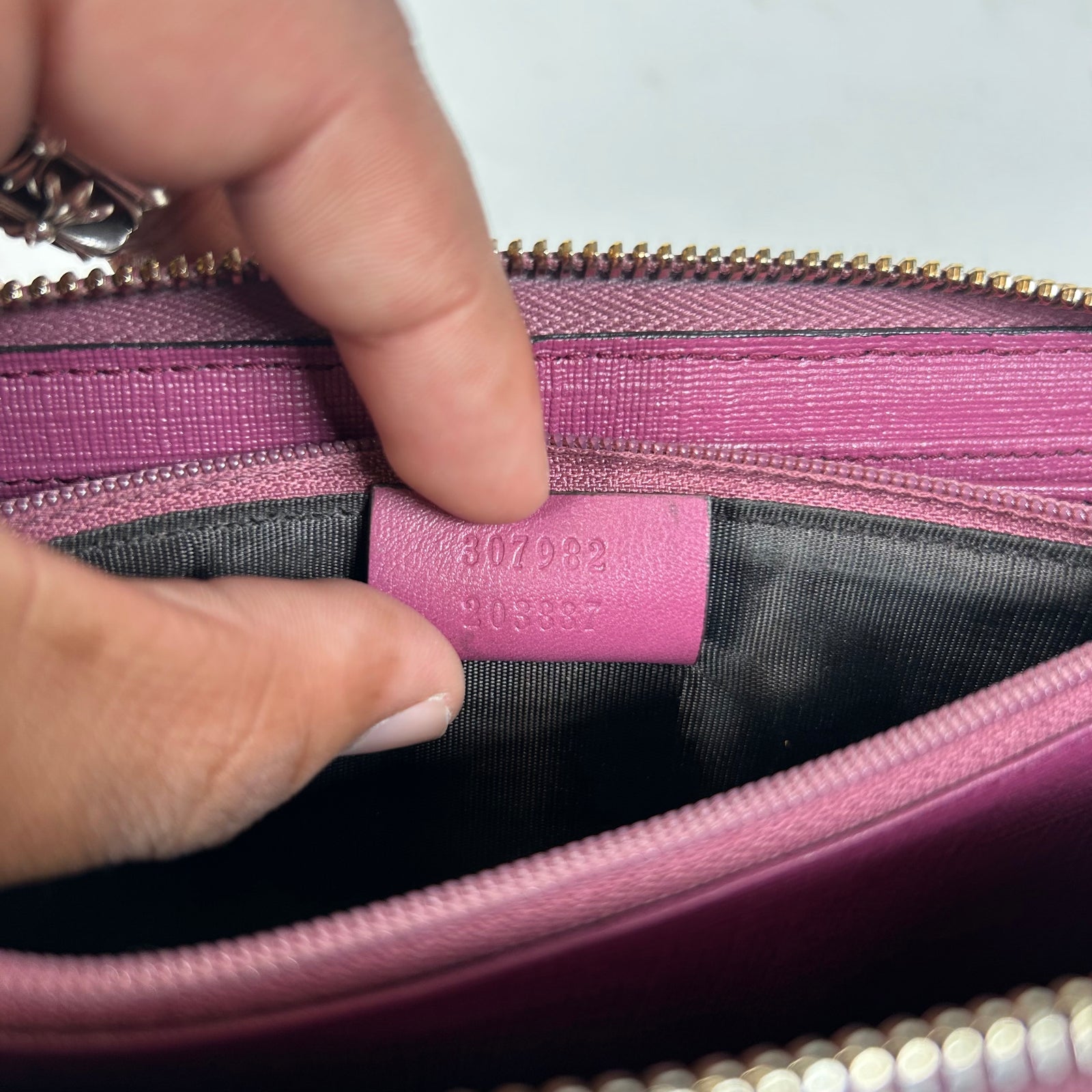 Gucci Pink GG Supreme Zip Around Wallet