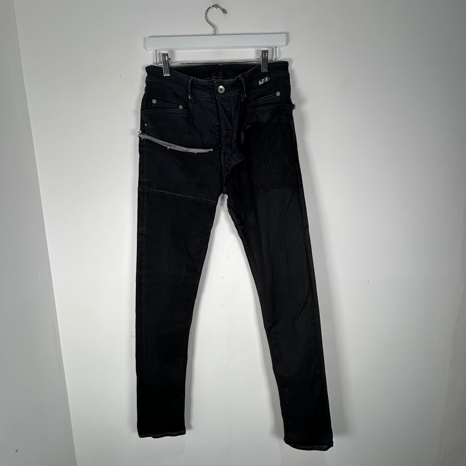 Rick Owens Triple Black Patchwork Tyrone Jeans Size 31