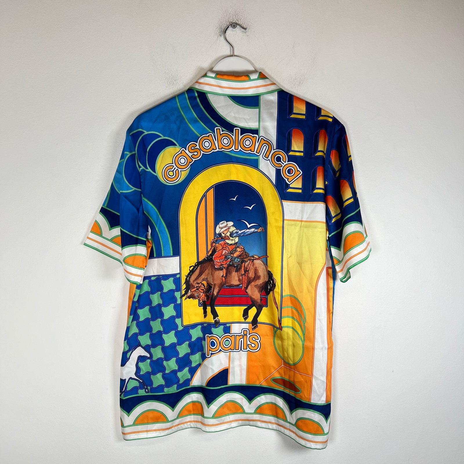 Casablanca Paysage Silk Button Up Short Sleeved Shirt Size S