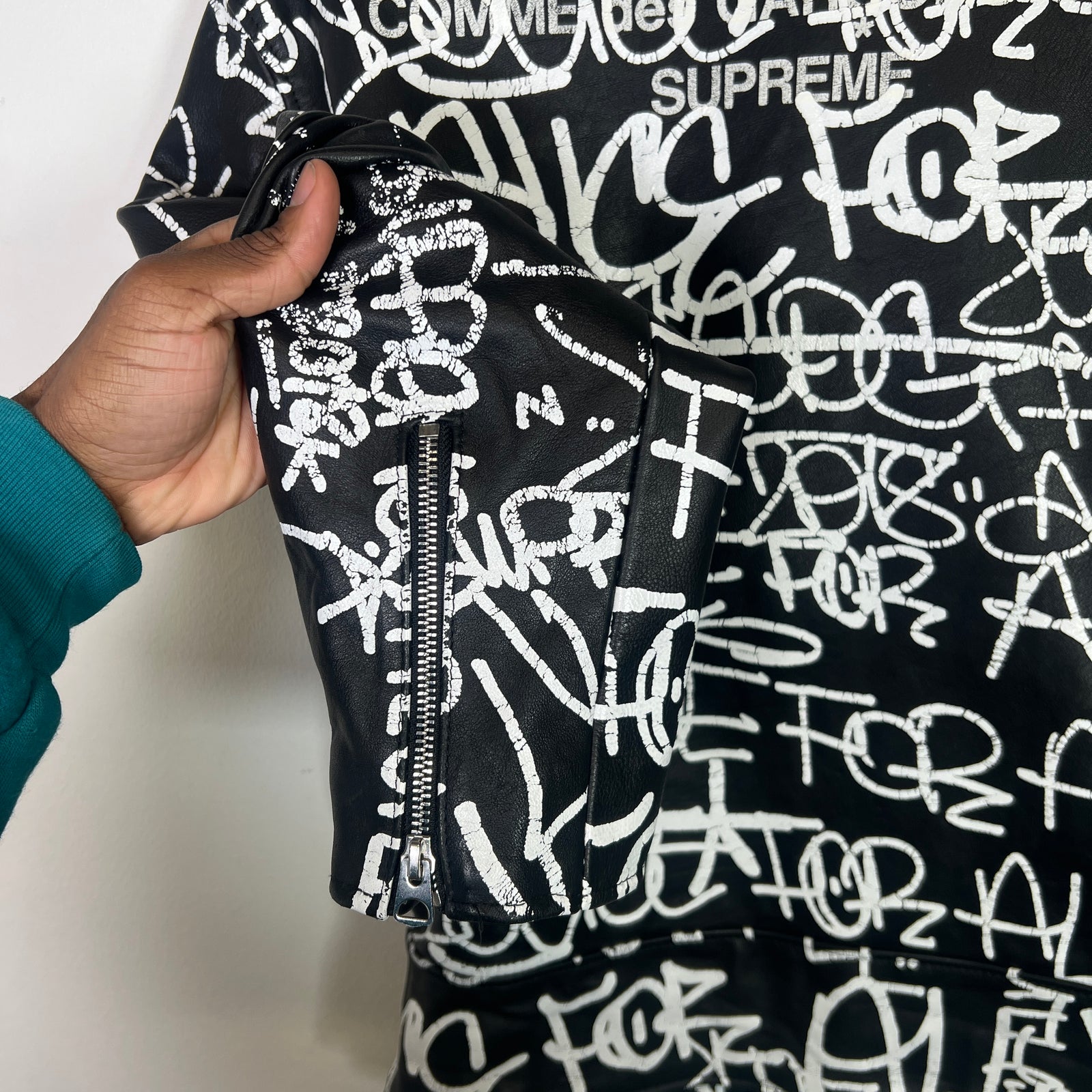 Supreme x Comme Des Garcons SHIRT x Schott Painted Perfecto Leather Biker Jacket Size L