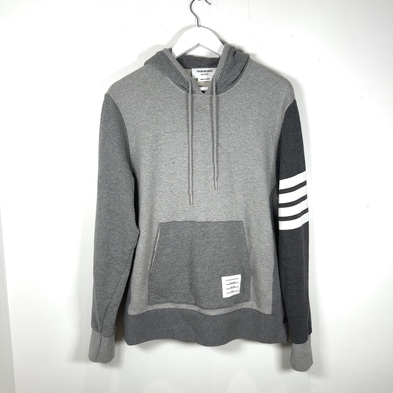 Thom Browne Grey Color Block 4-Bar Hoodie