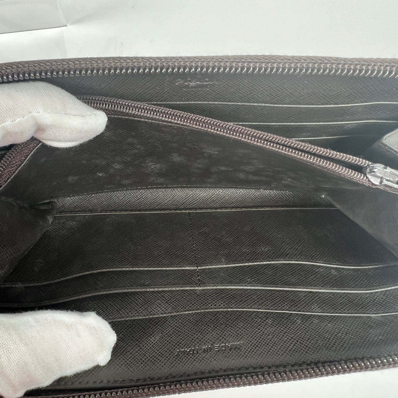 Prada Brown Nylon Zip Around Wallet
