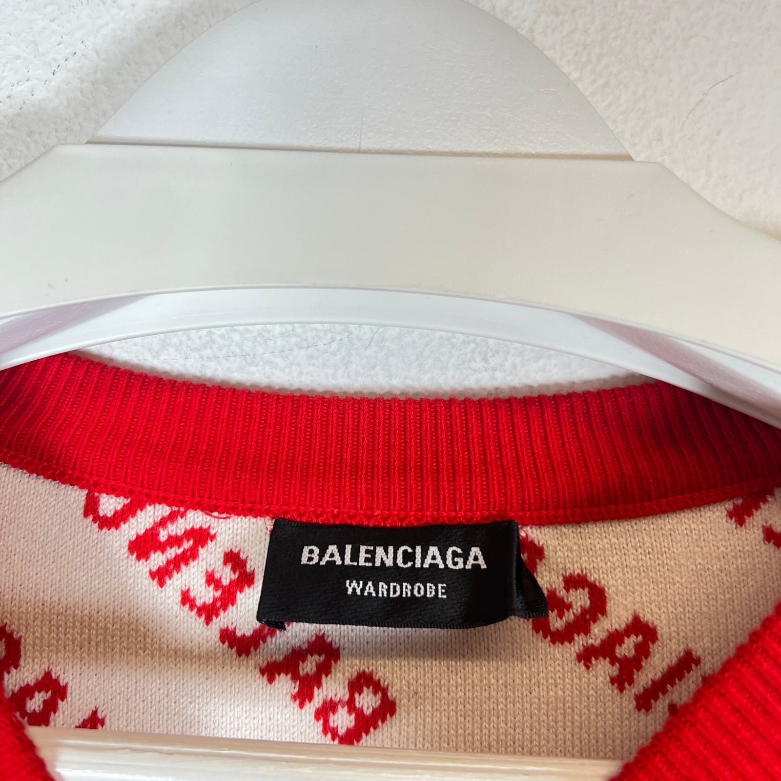 Balenciaga Red All Over Logo Crewneck Size S