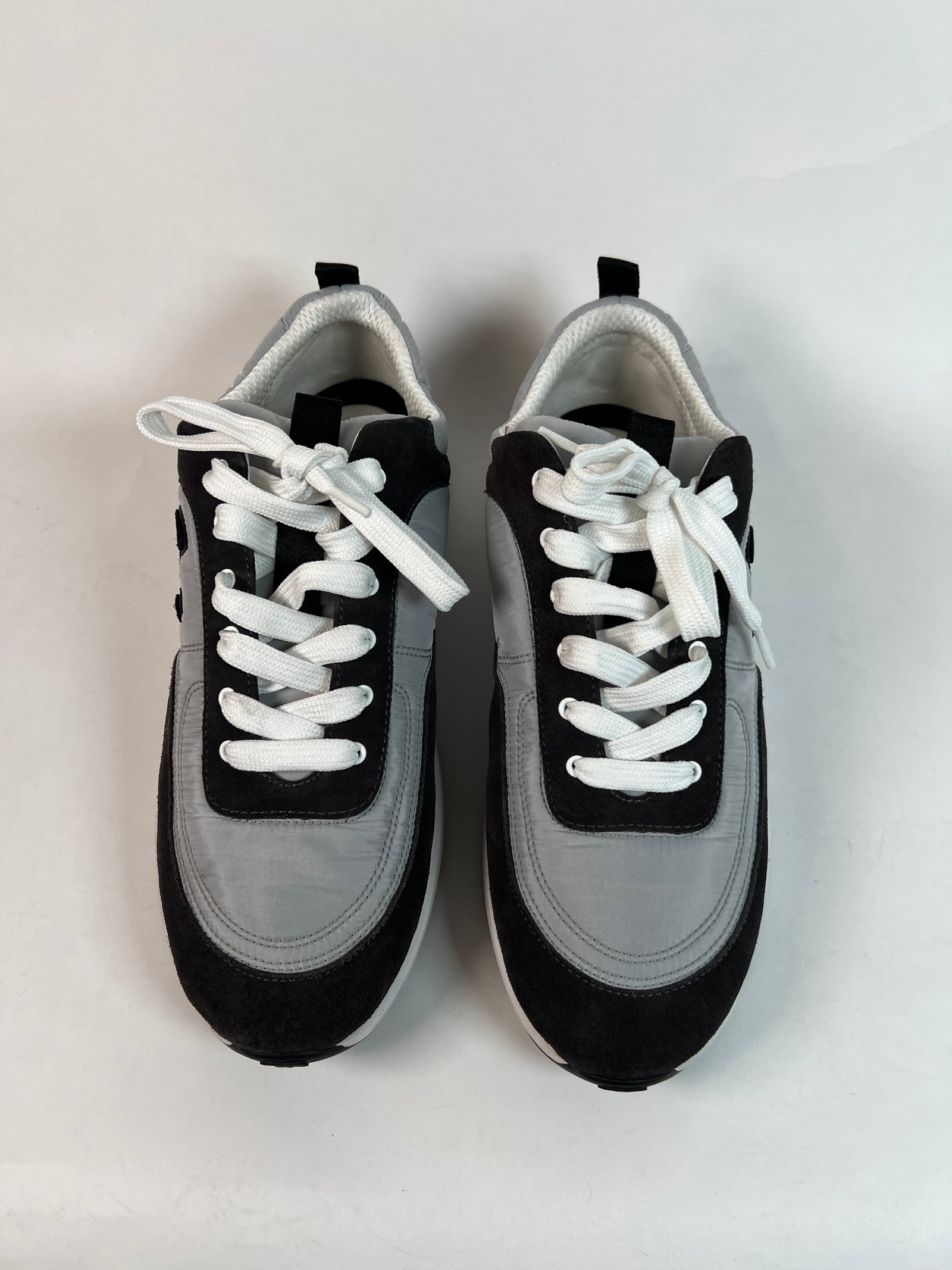 Chanel Dark Grey Suede Calfskin Sneaker Sz 43