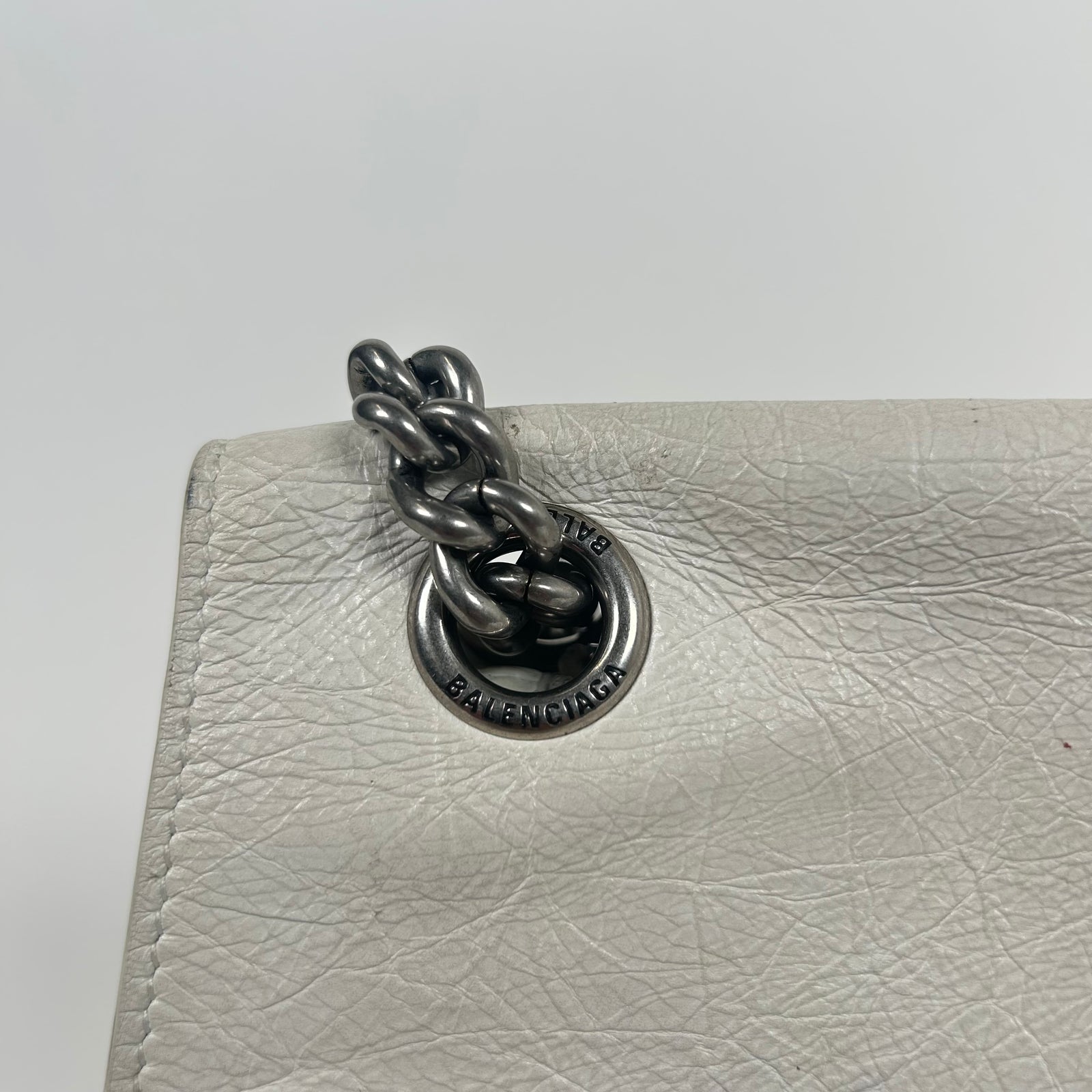 Balenciaga White Small Crush Chain Bag