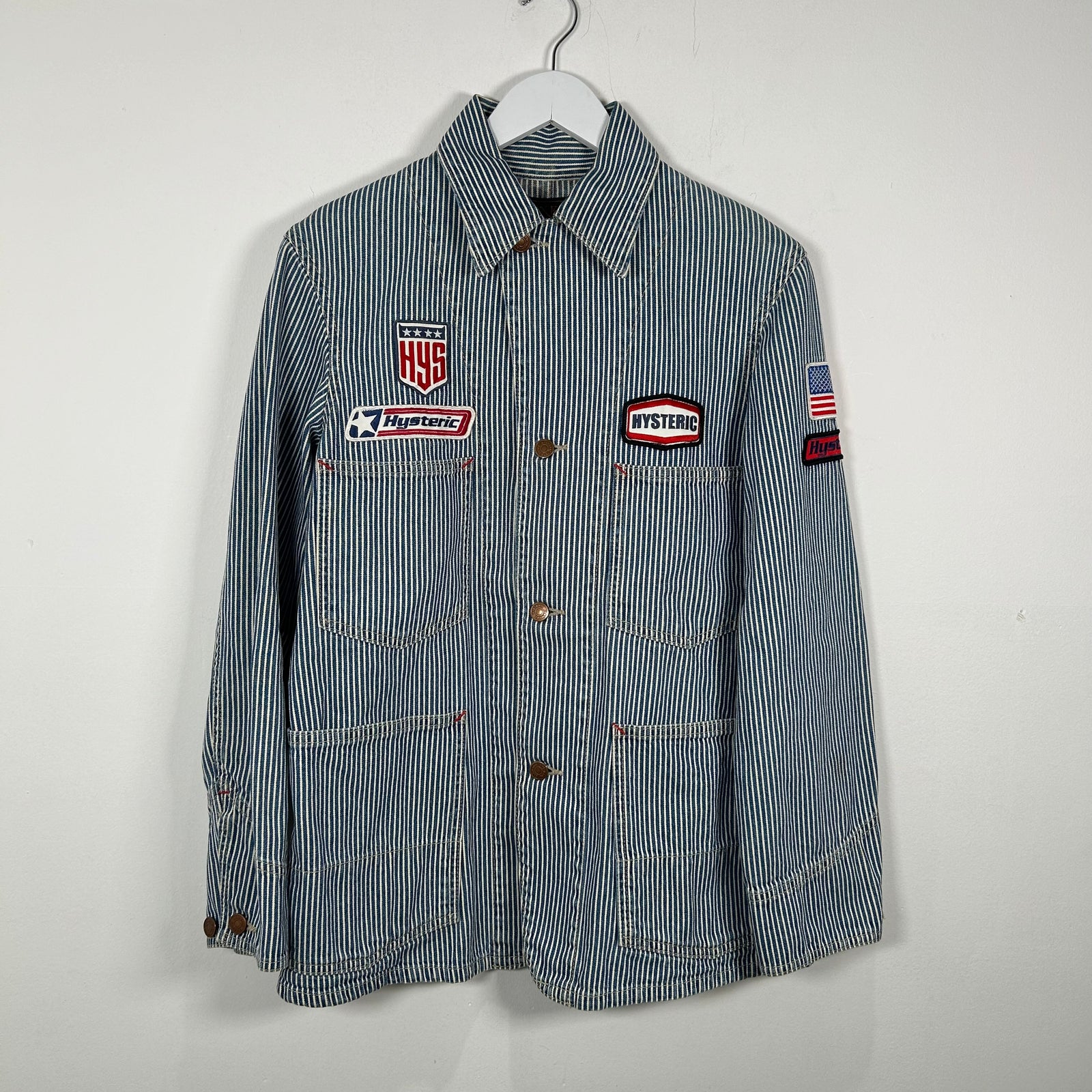 Hysteric Glamour Pin-Stripe Patch Work Jacket Size M