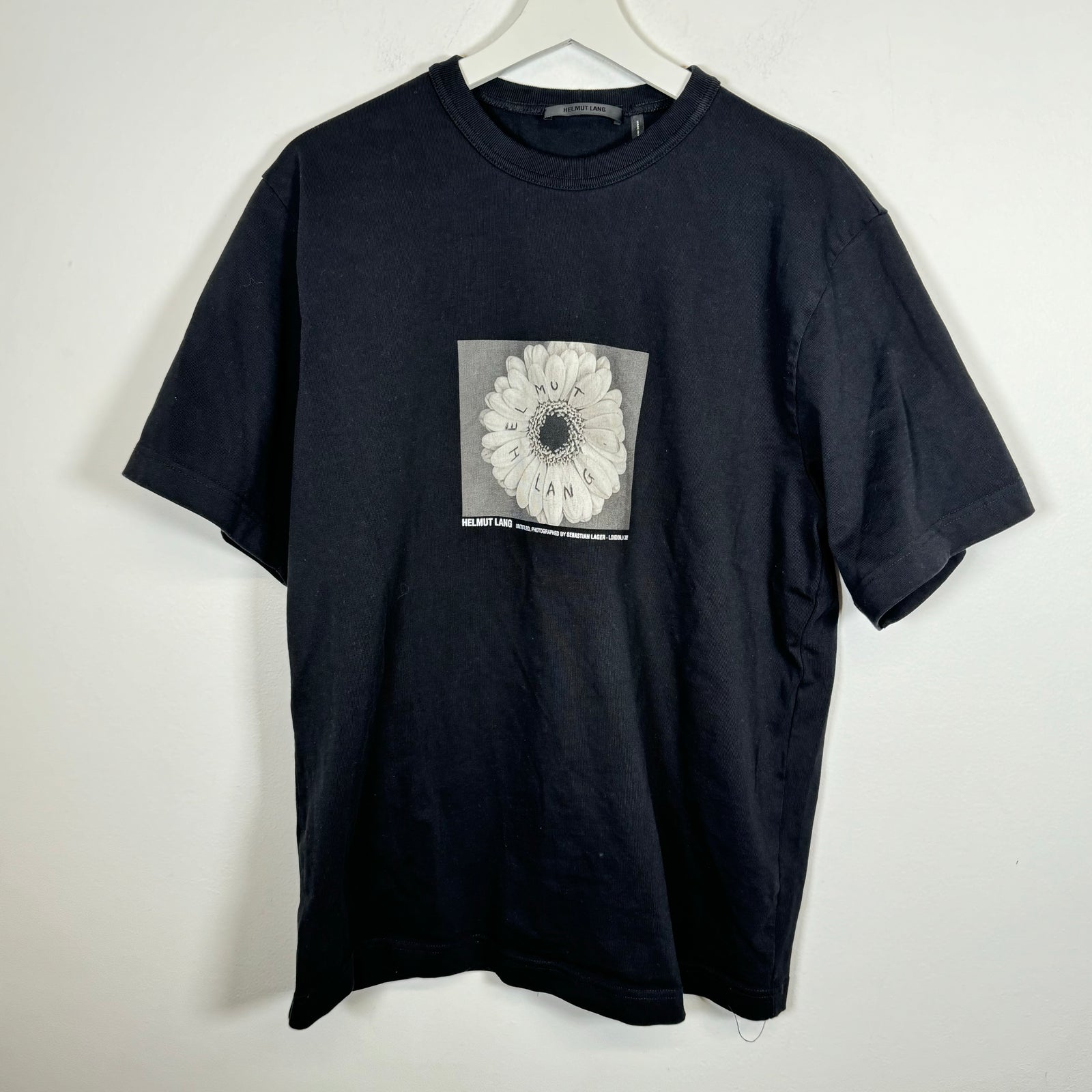 Helmut Lang Black Flower Tee Size L