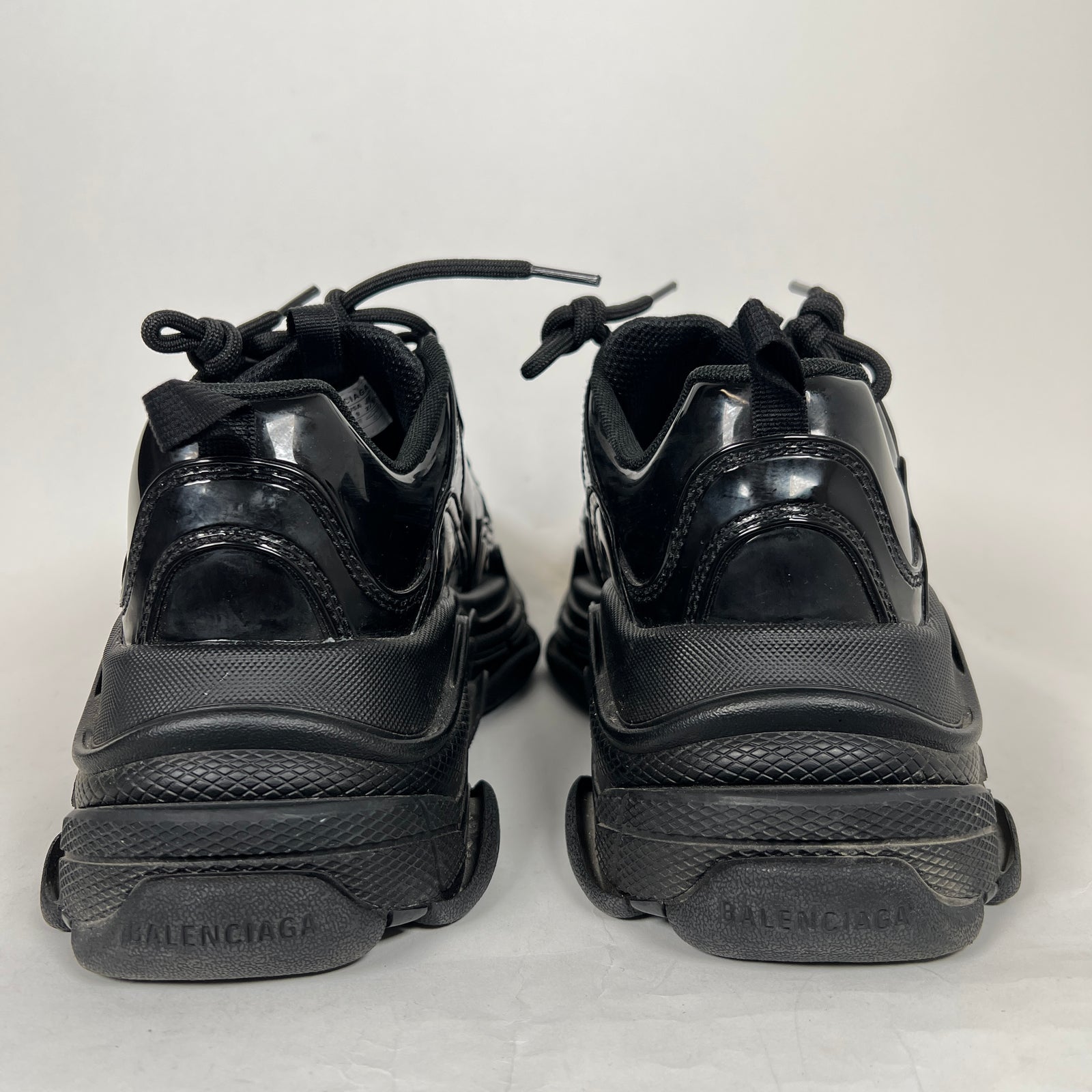 Balenciaga Black Patent Leather Triple S Sneaker Size 42