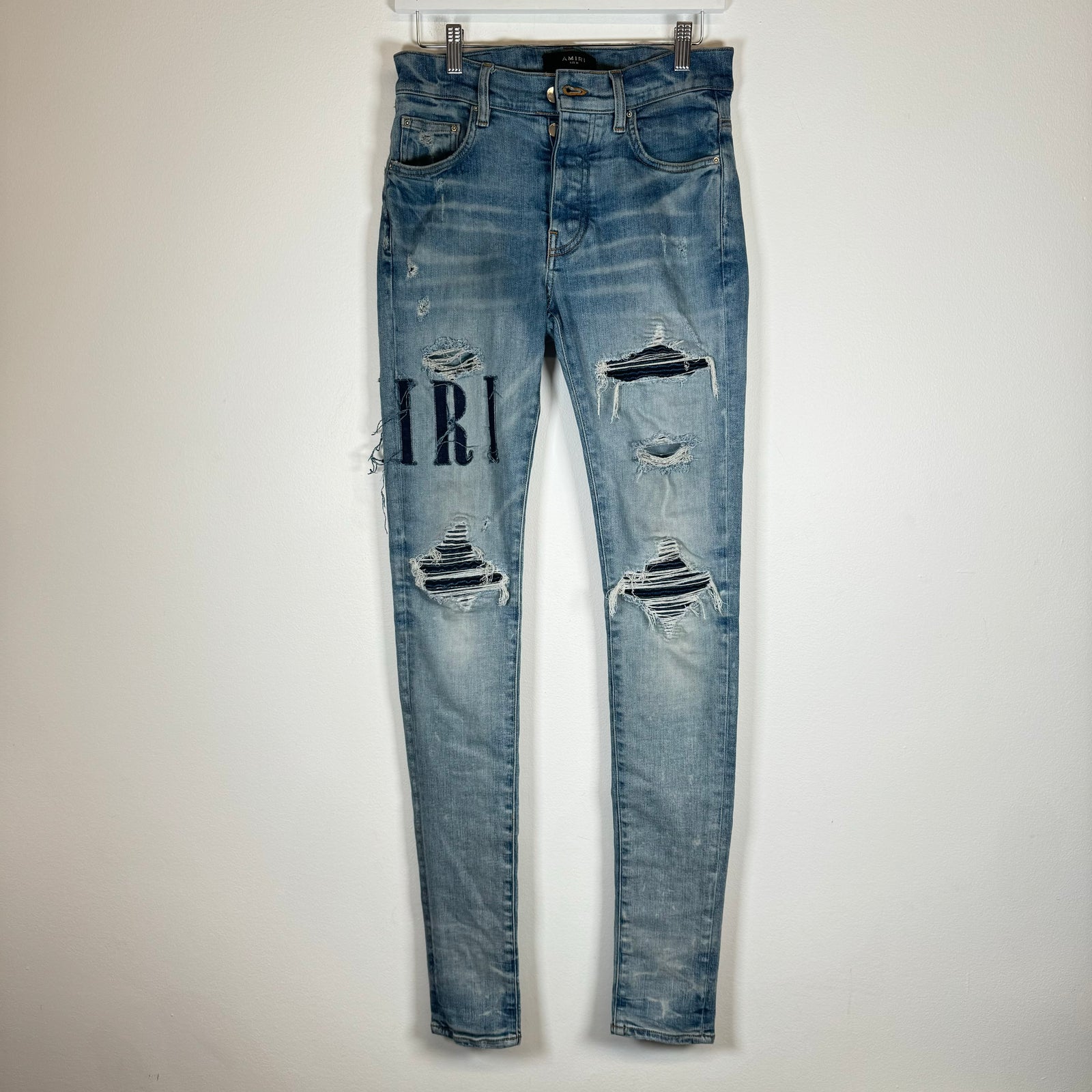Amiri Denim Logo Applique Thrashed Jeans Size 29