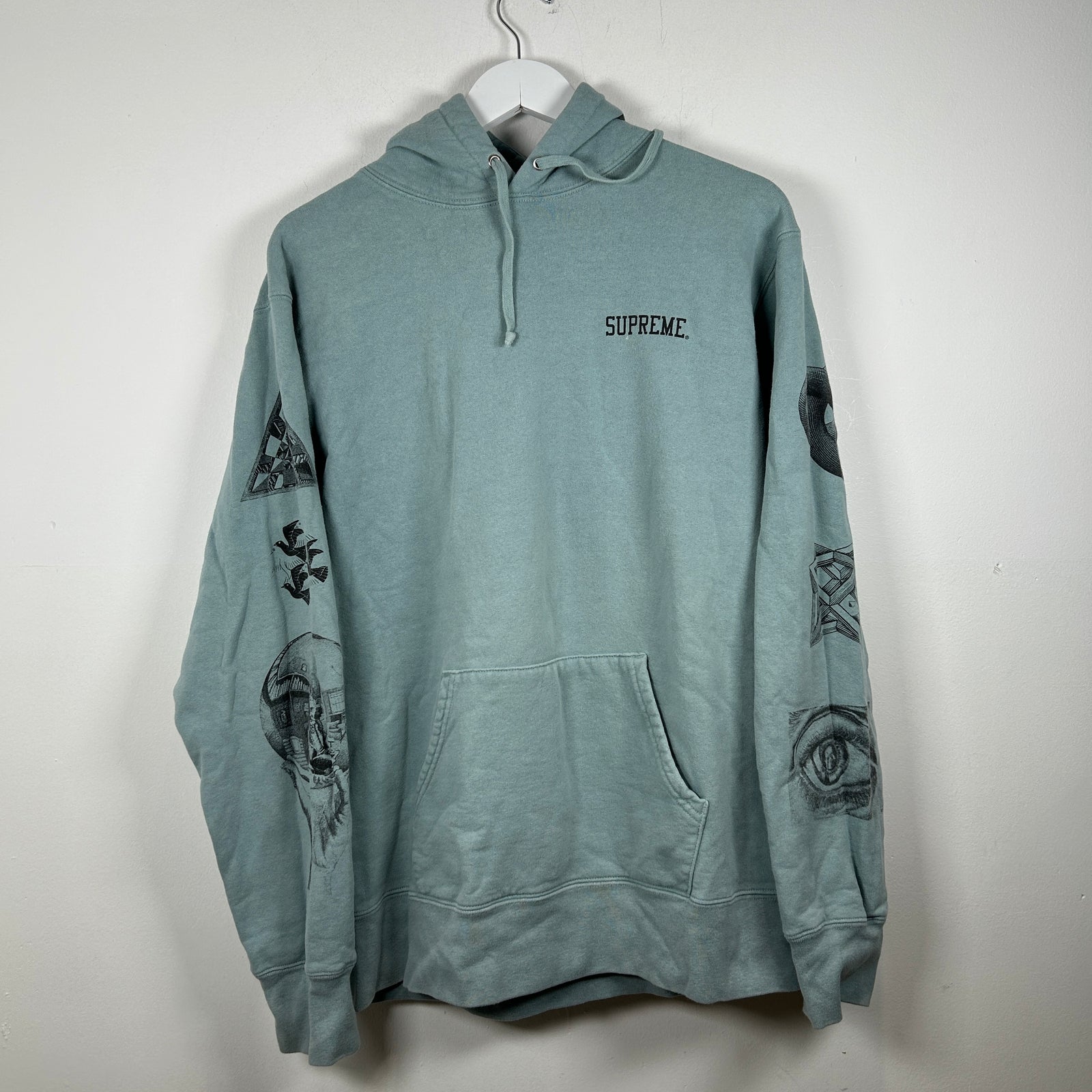 Supreme Blue M.C Escher Hoodie Size L