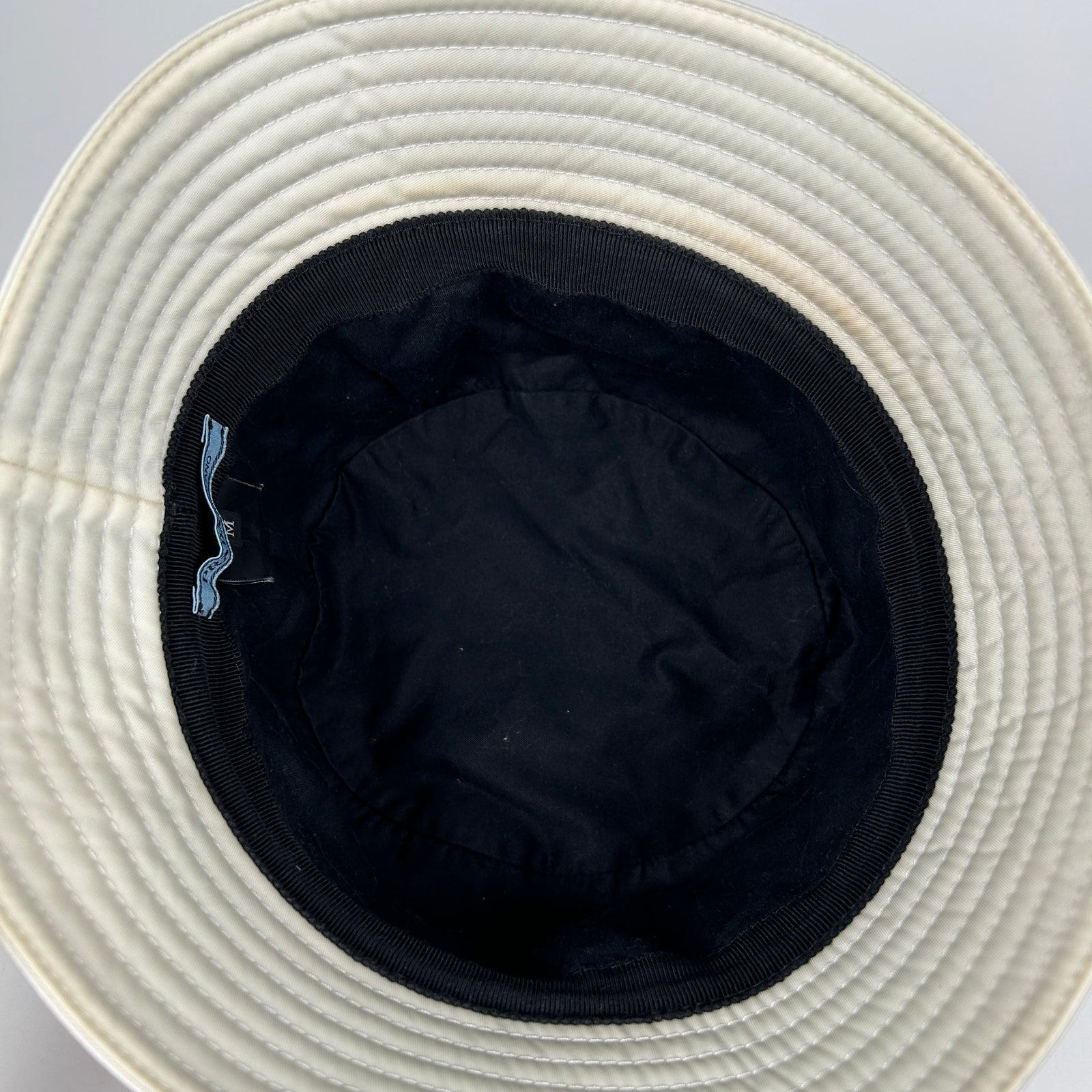 Prada White Nylon Logo Bucket Hat Size M