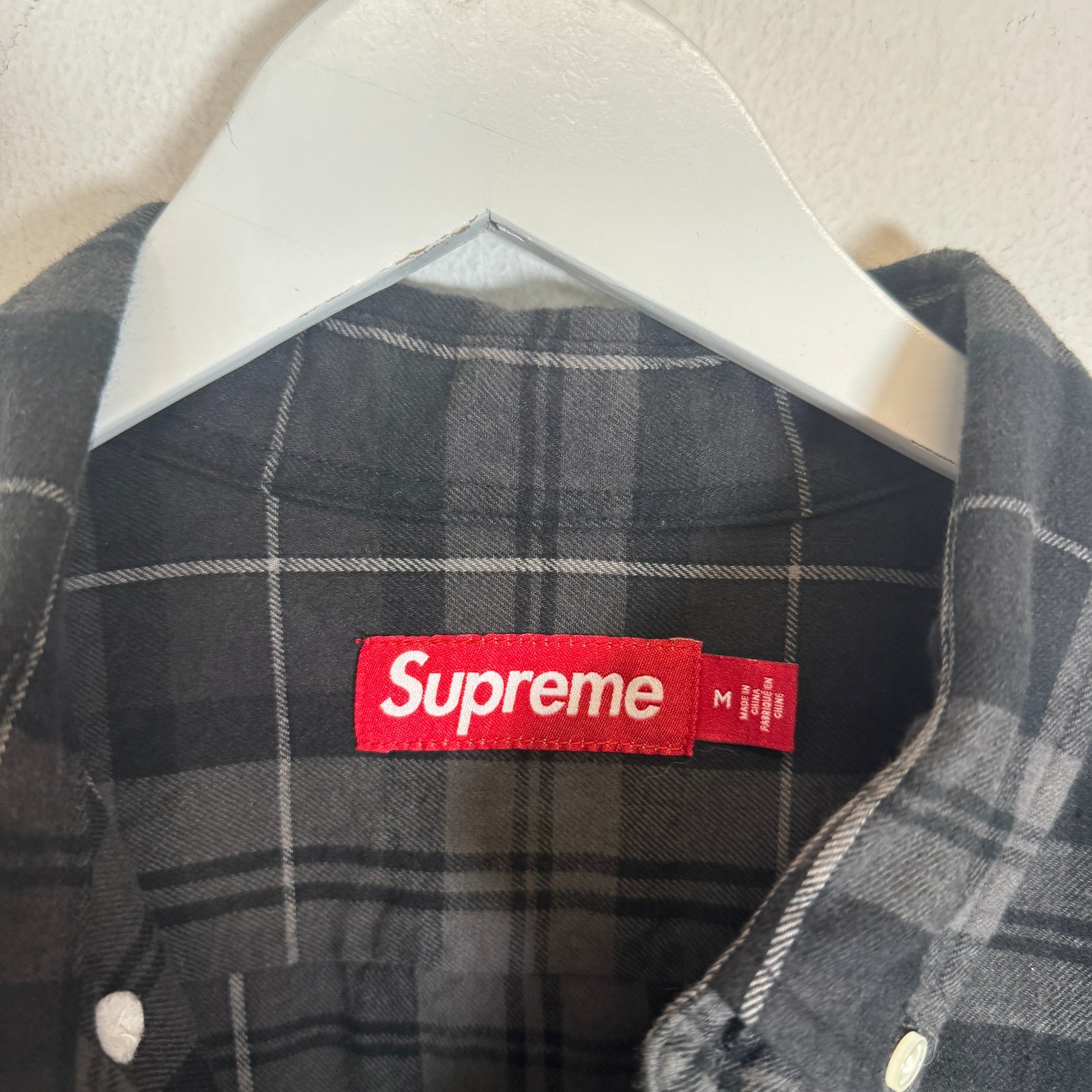 Supreme Black Plaid Flannel Shirt Size M