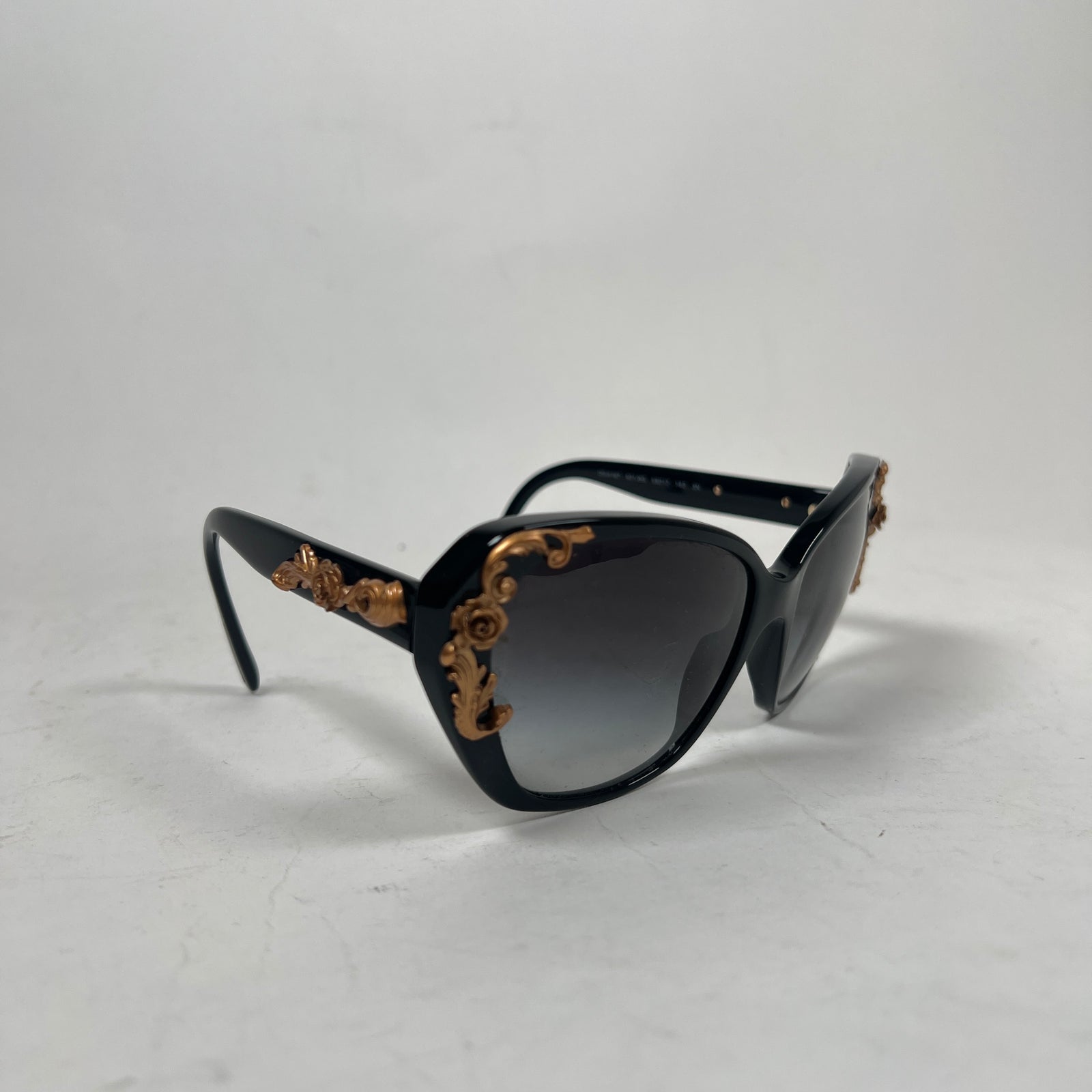 Dolce & Gabbana Black Sicilian Baroque Cat Eye Sunglasses