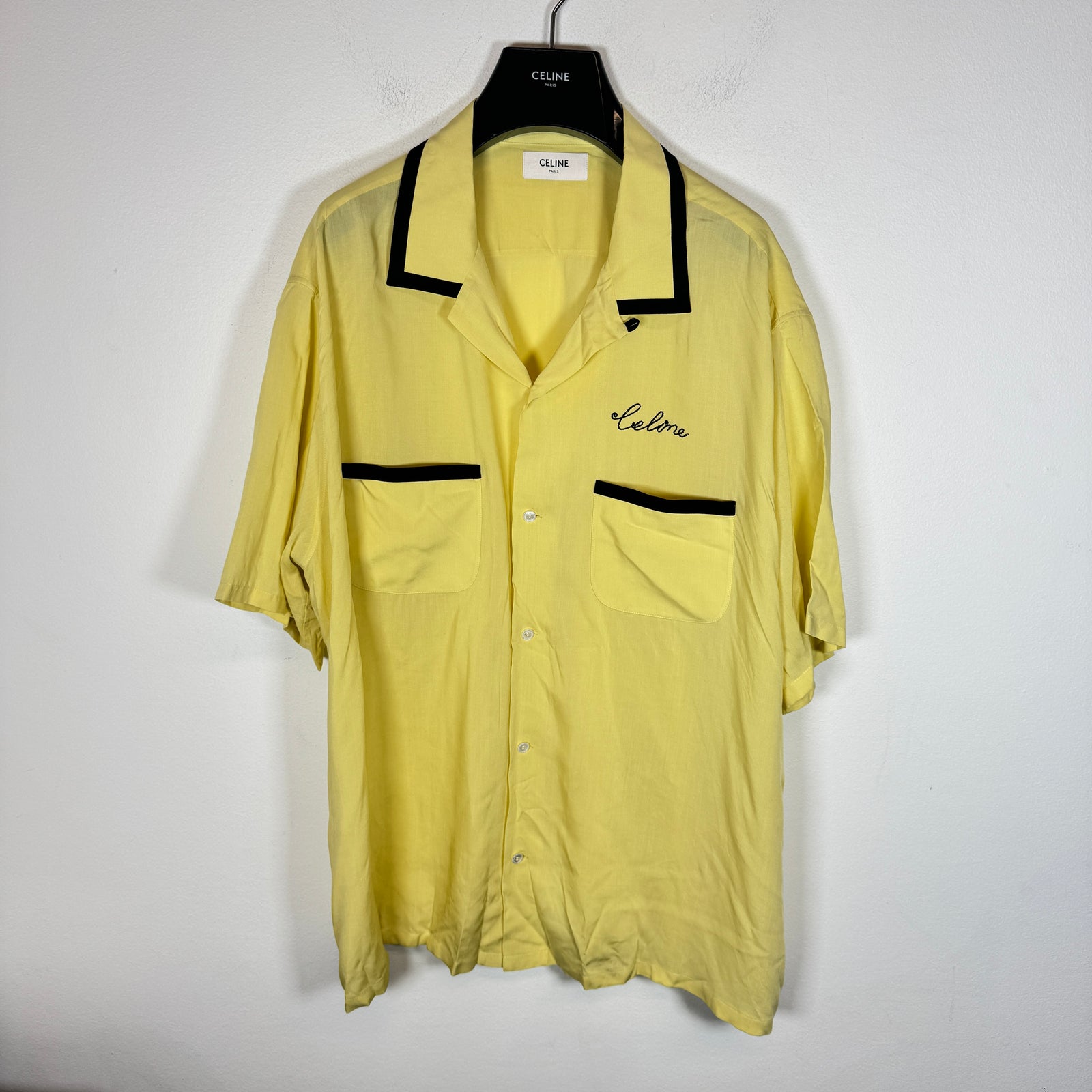 Celine Yellow Viscose Bowling Shirt Size XXL