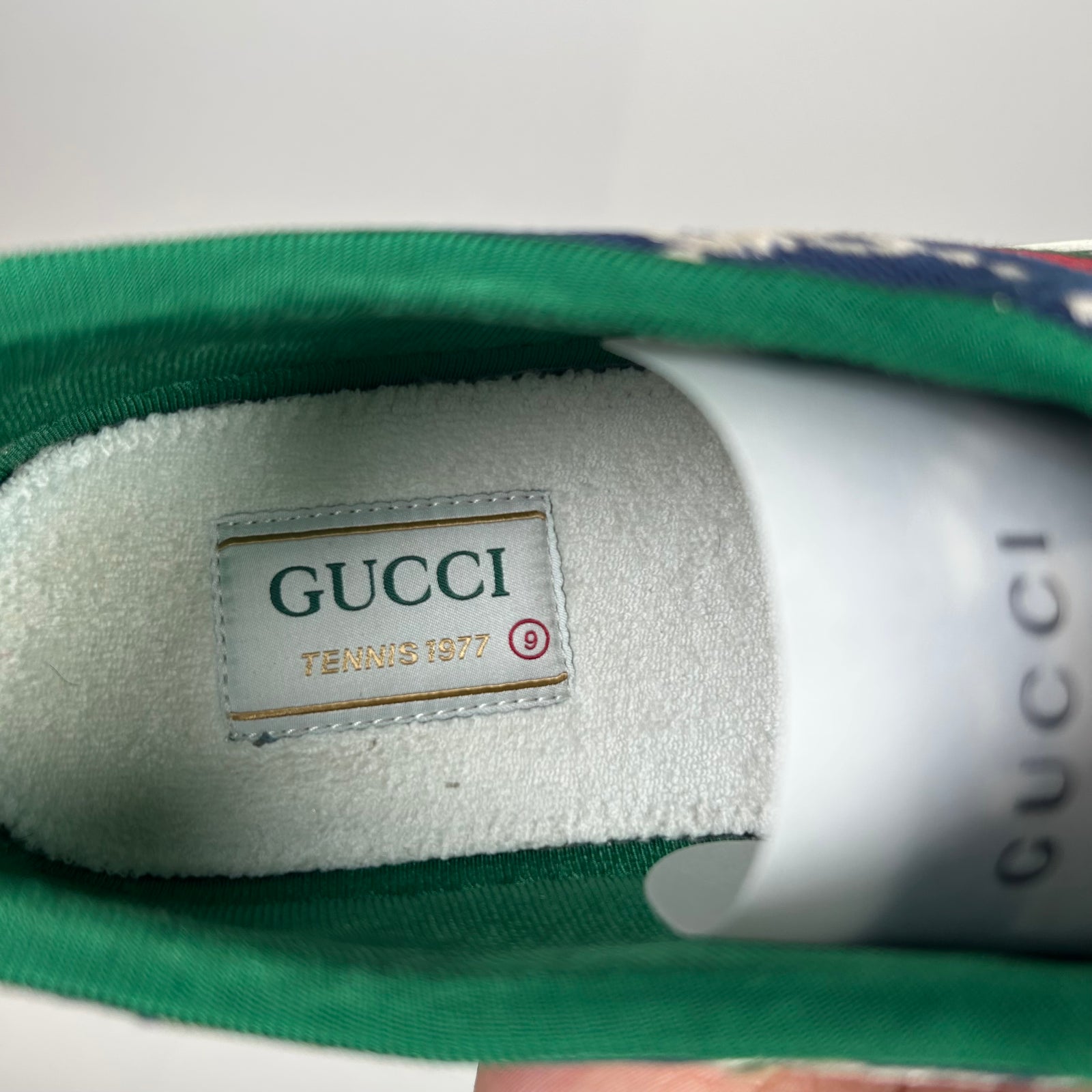 Gucci Dark Blue Tennis 1977 Low Top Sneaker Size GG 9