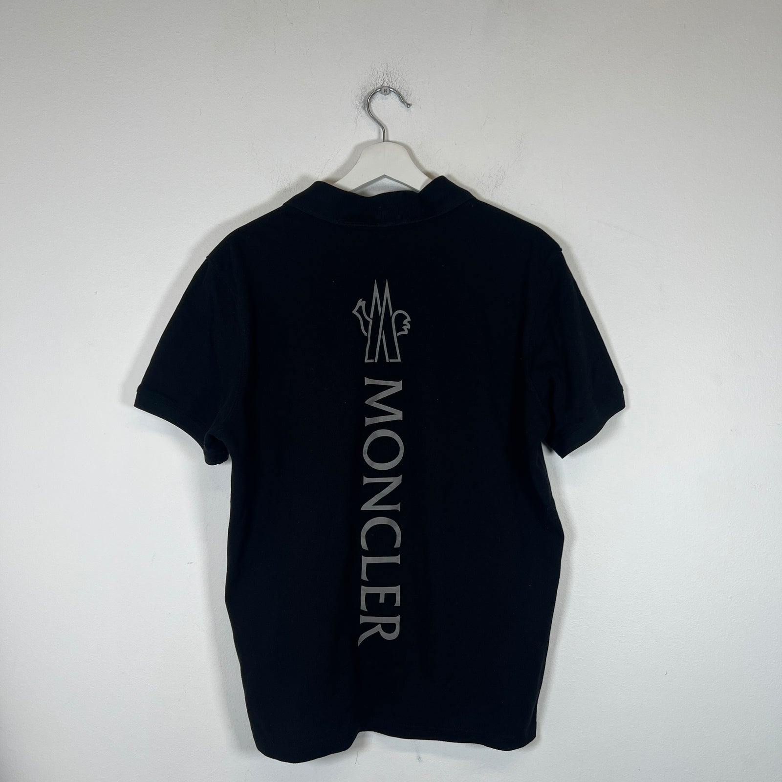 Moncler Black Reflective Polo Shirt Size M