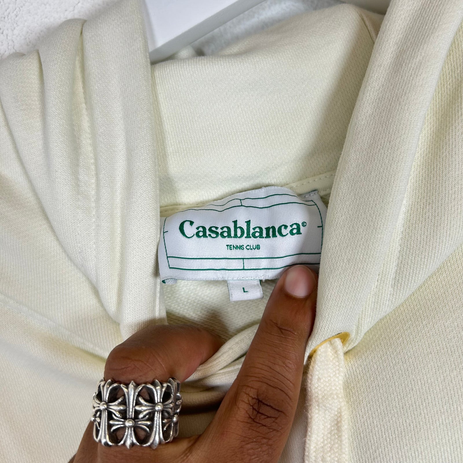 Casablanca White Tennis Club Hoodie Size L