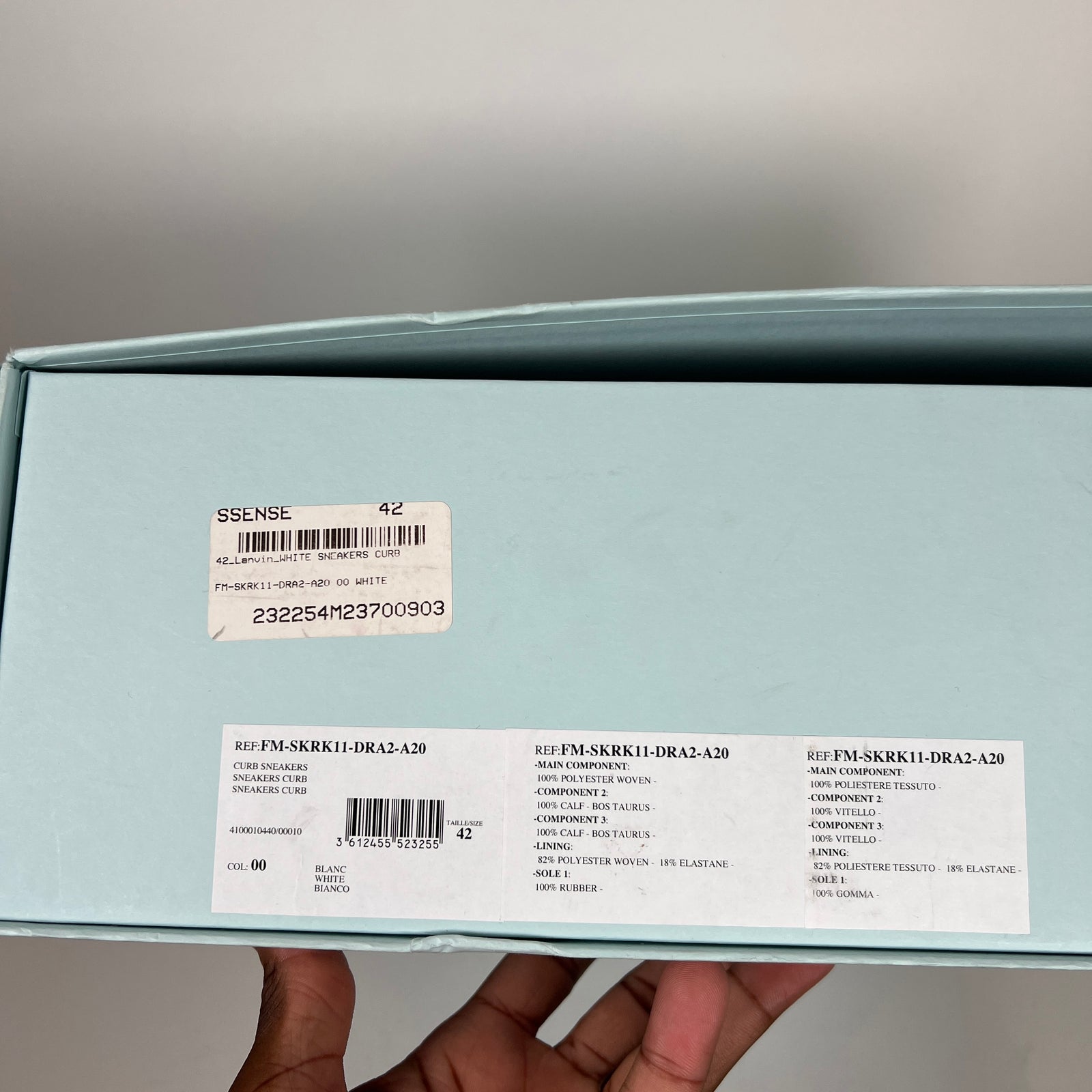 Lanvin White OG Curb Sneaker Size 42