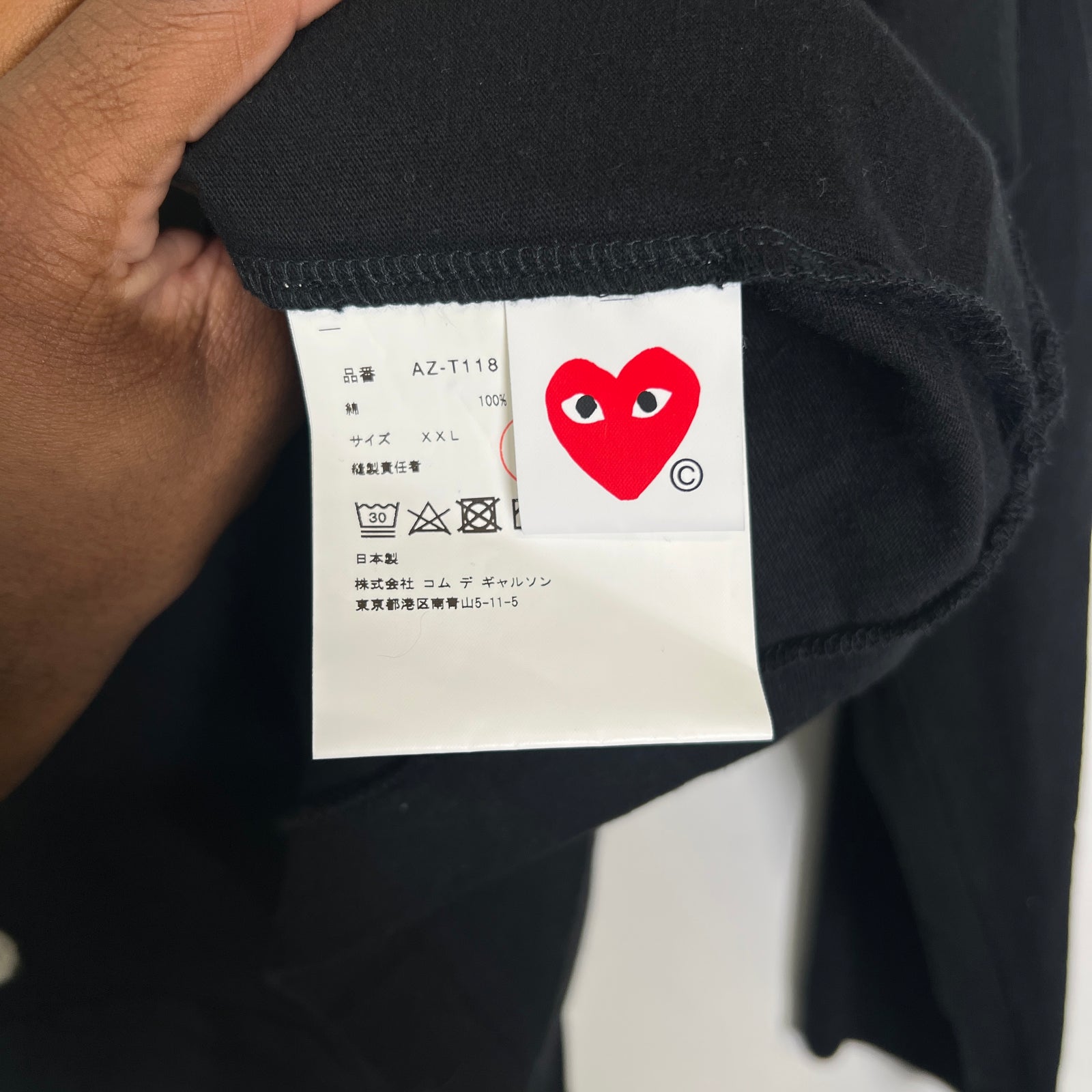 CDG Play Black Heart Logo Longsleeve Size XXL