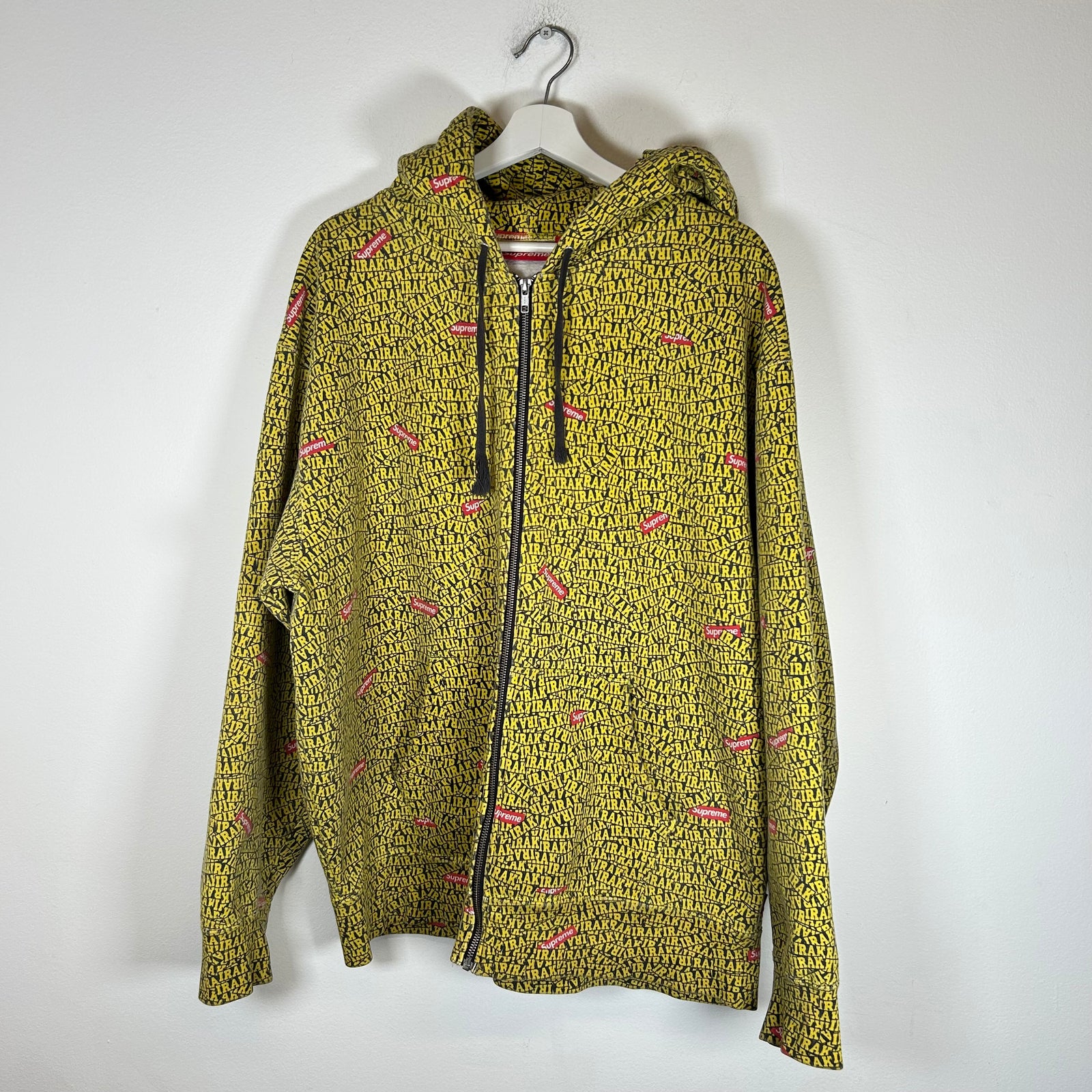 Supreme Yellow Irak Zip Up Hoodie Size XL