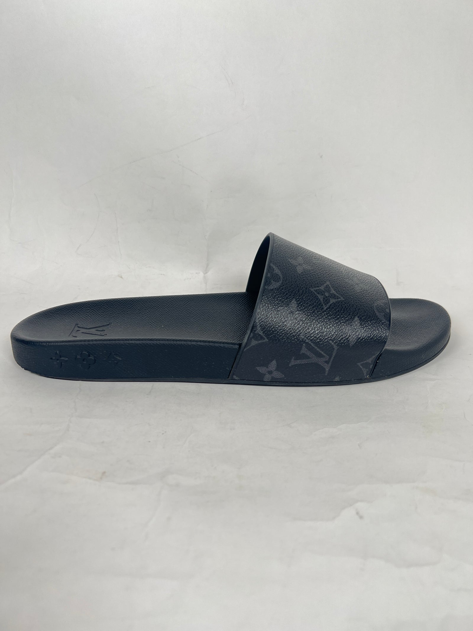 Louis Vuitton Graphite Monogram Leather Slides Size LV 12