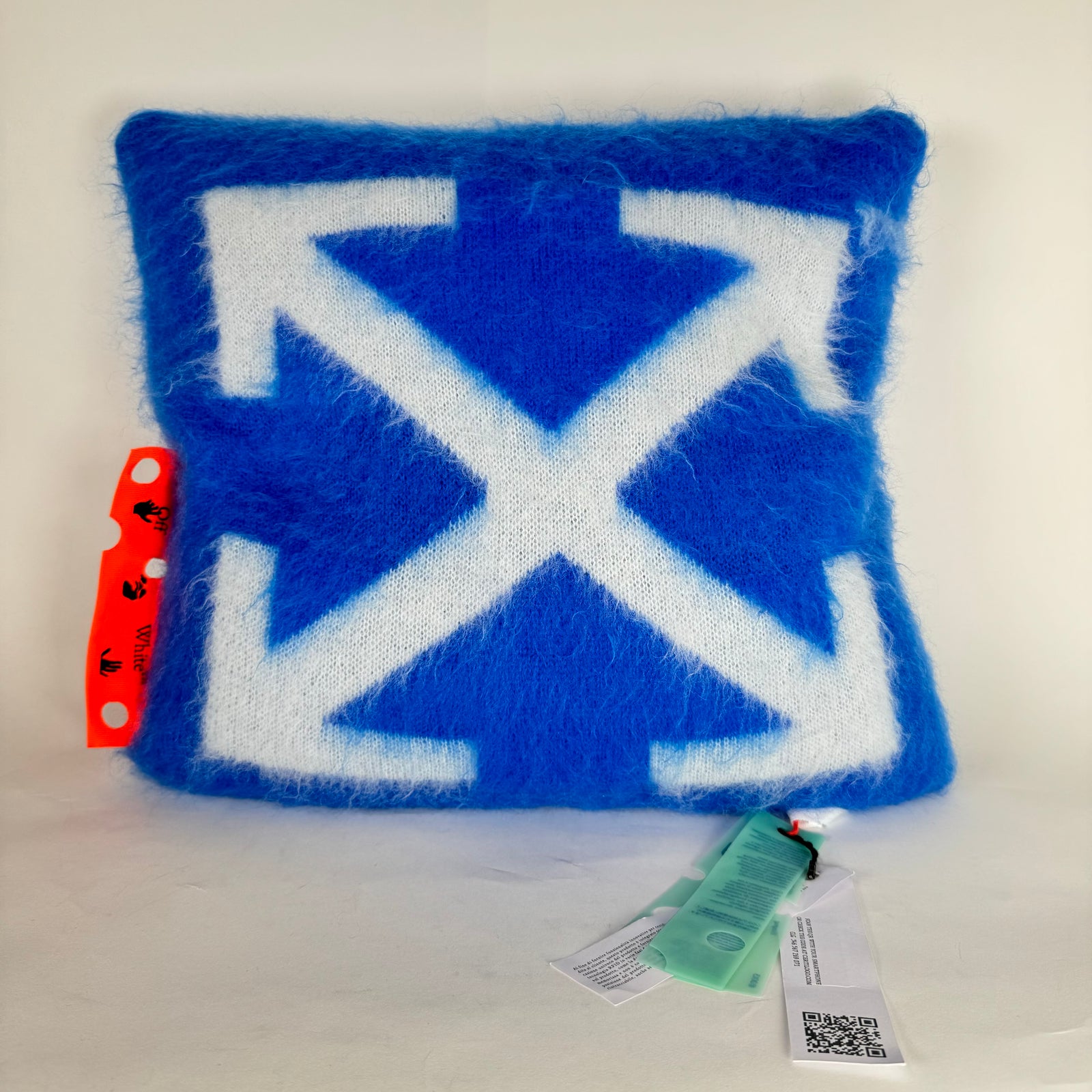 Off-White Blue Arrow Brushed Large Pillow
