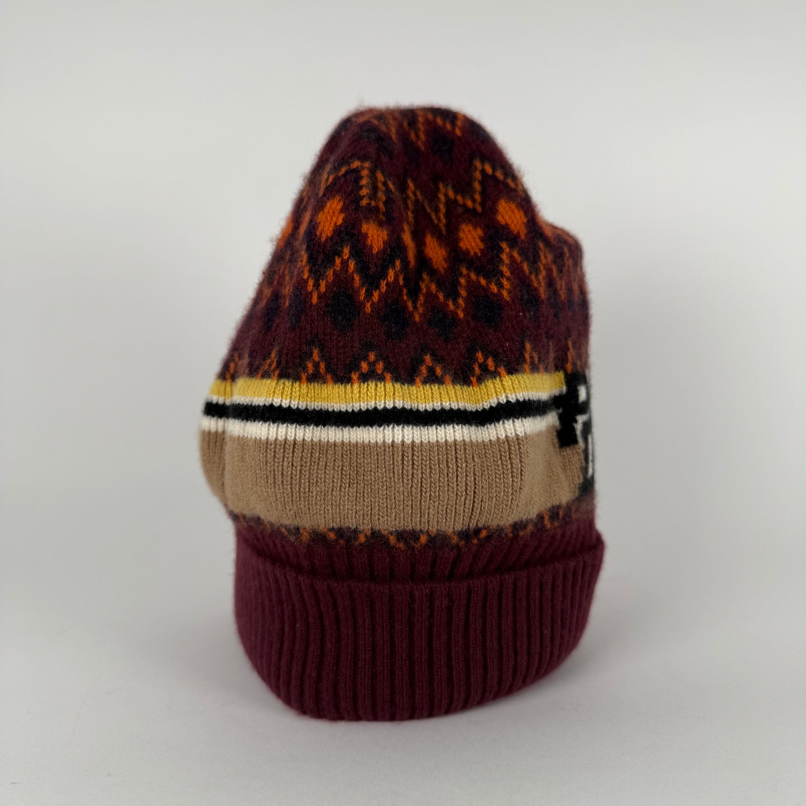 Prada Jaquard Logo Red Knit Beanie Size L