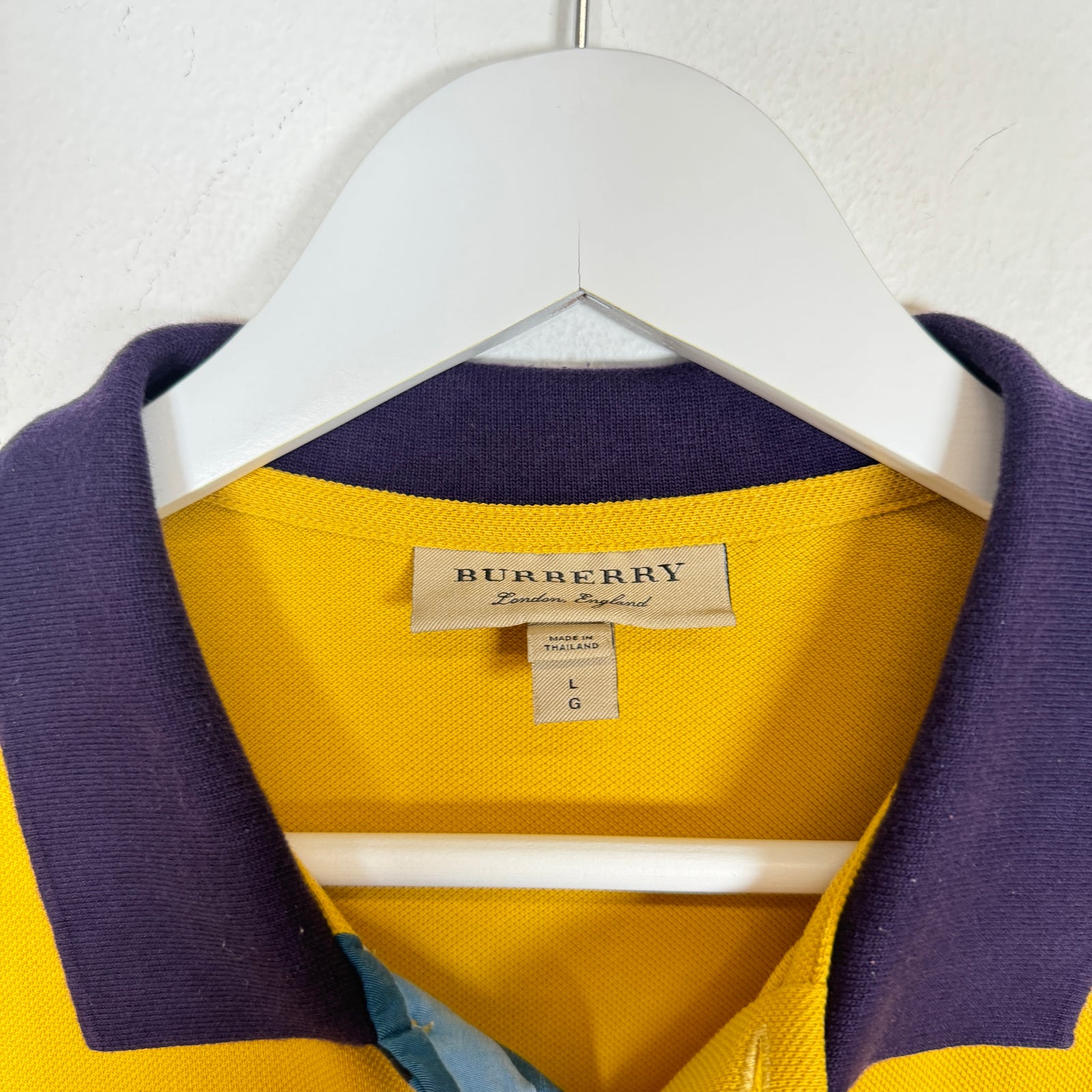 Burberry Yellow/Purple Polo Size L