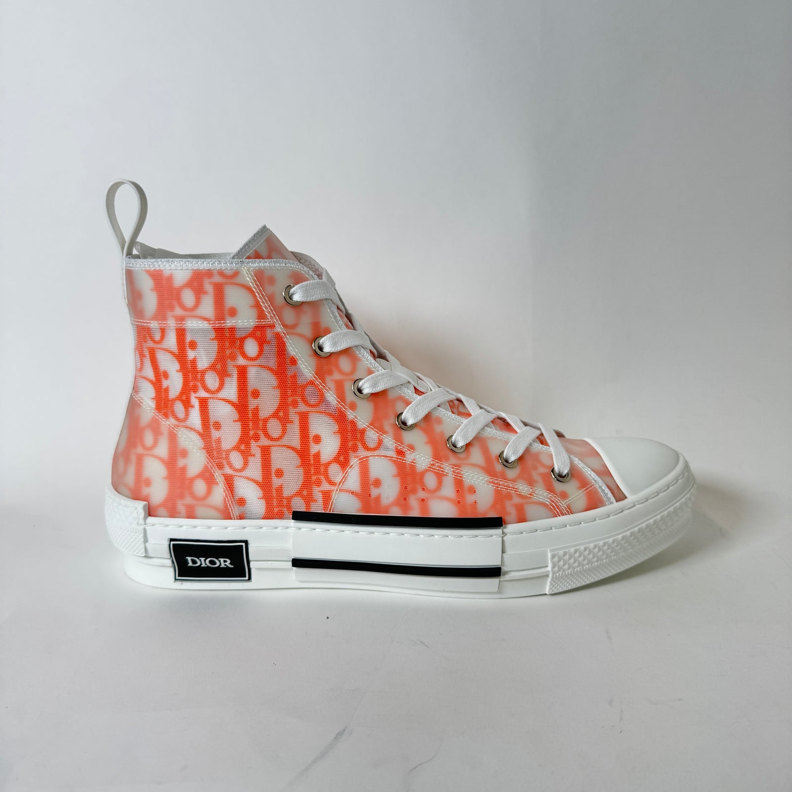 Dior B23 Orange Oblique High Top Sneakers Size 43