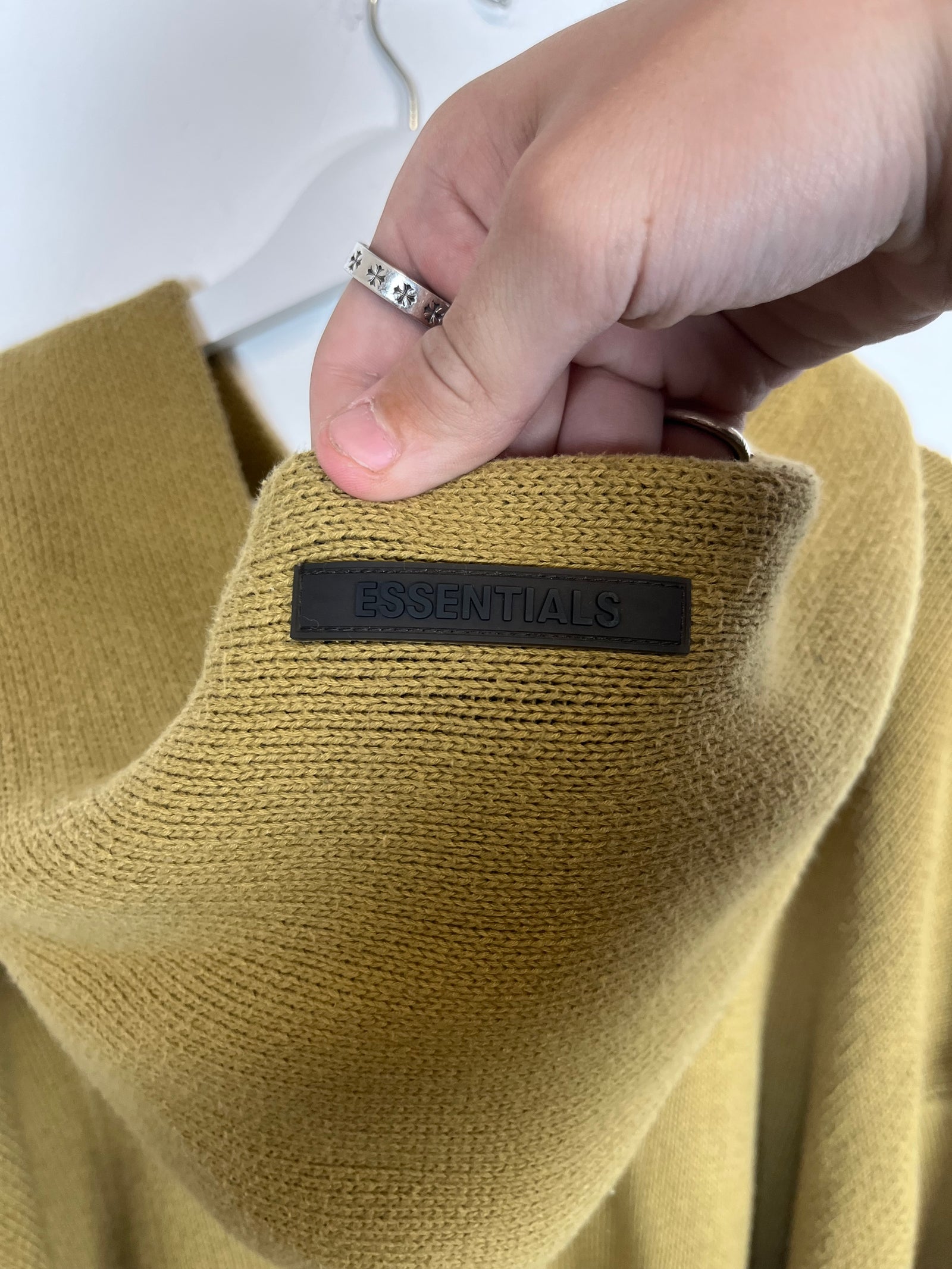 Essentials Olive Knit Hoodie Size L