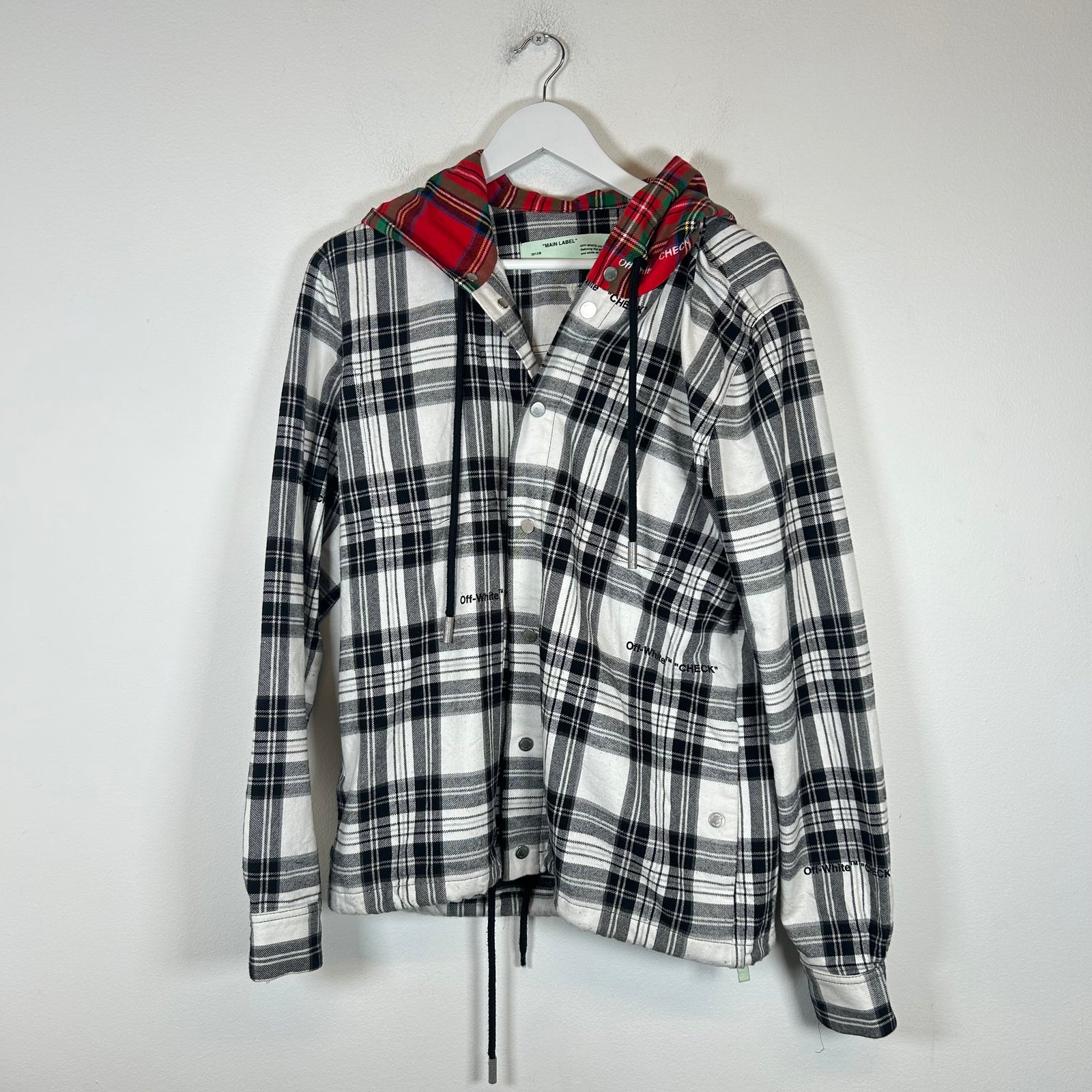 Off-White Checkered Flannel Hoodie Size S