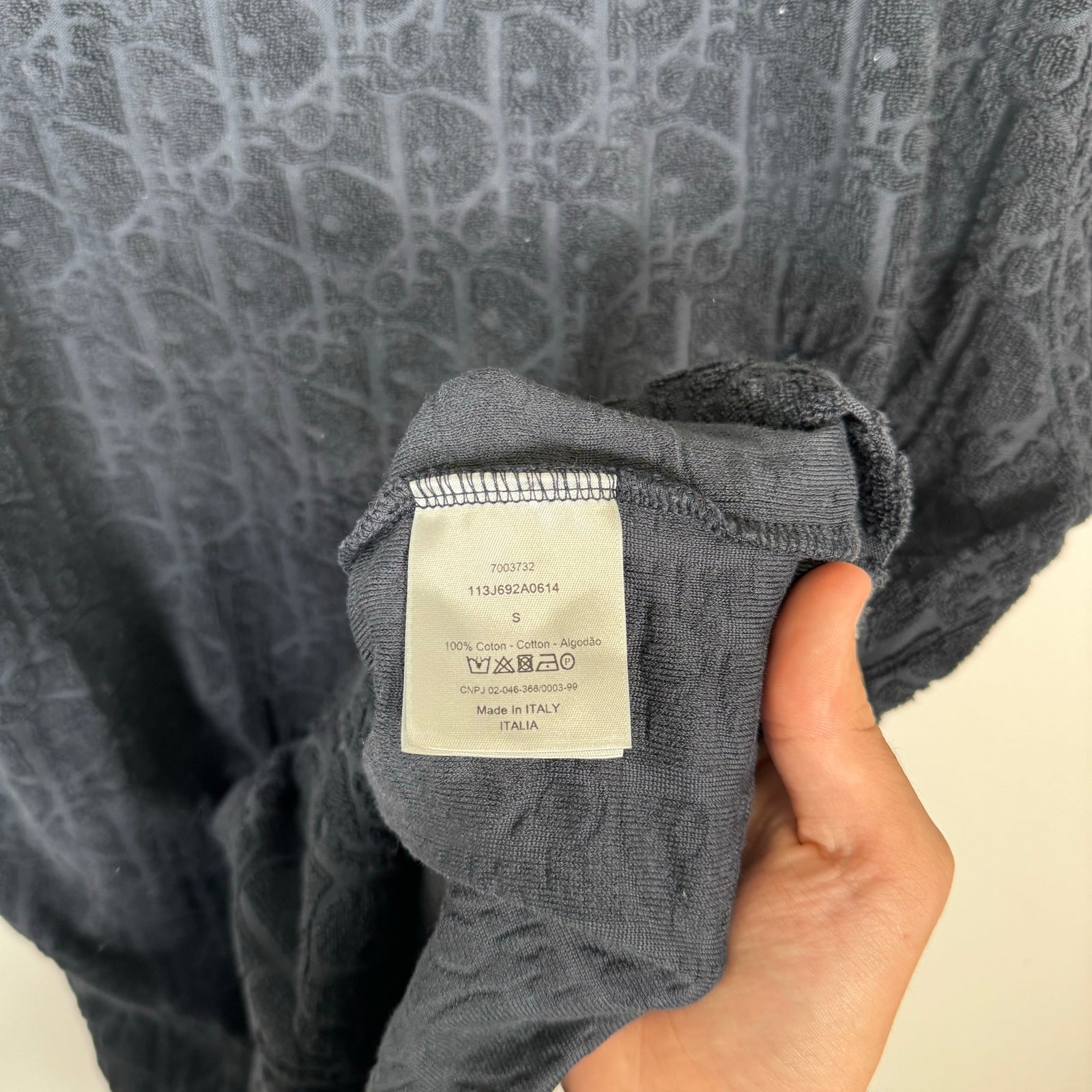 Dior Navy Oblique Towel Tee Size S