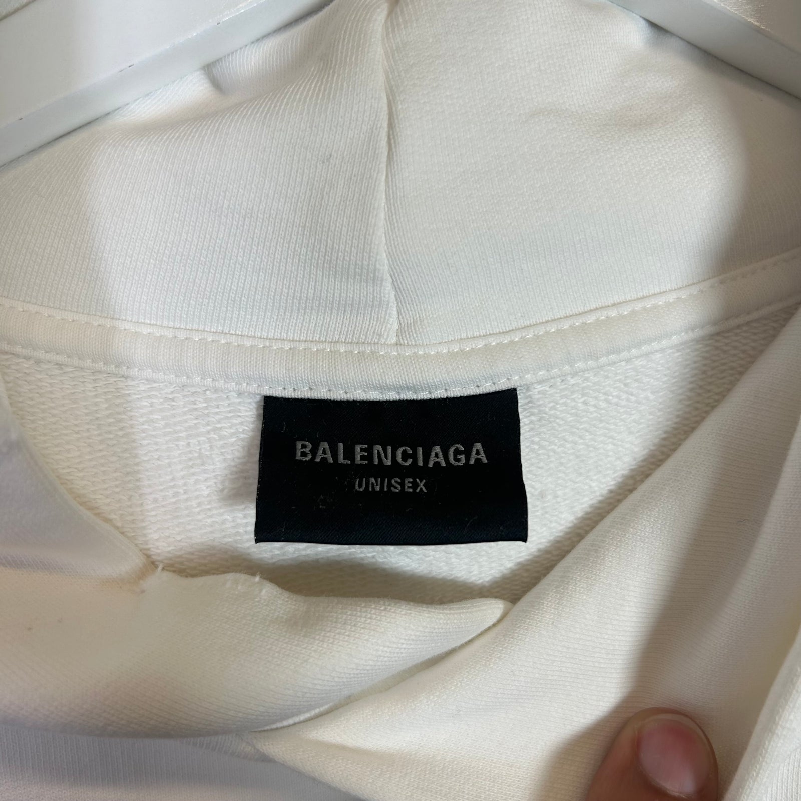 Balenciaga White Faded Surfer Logo Distressed Hoodie Size 1
