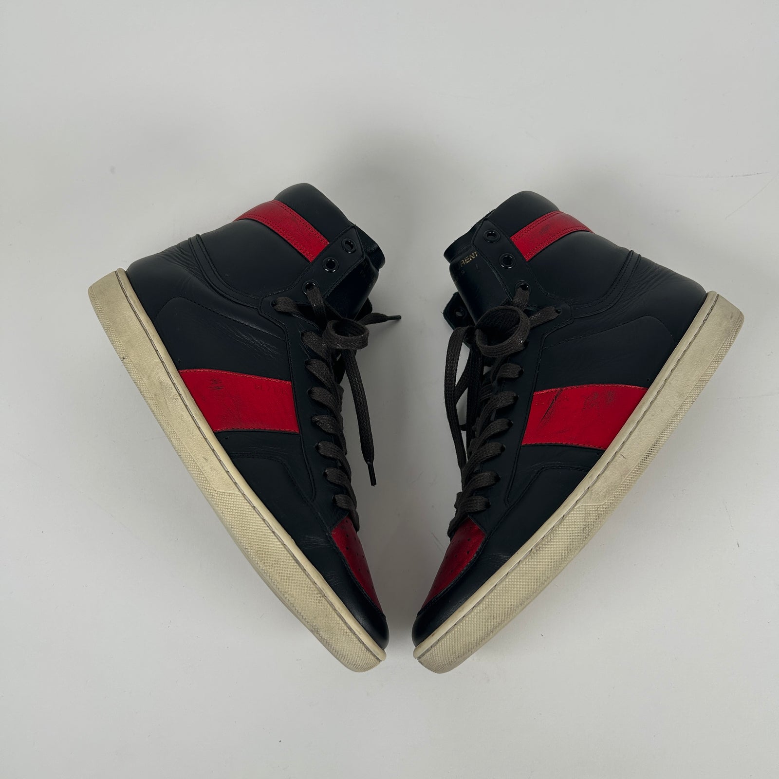 Saint Laurent Black/Red Metallic SL/10 Hightop Sneaker Size 7