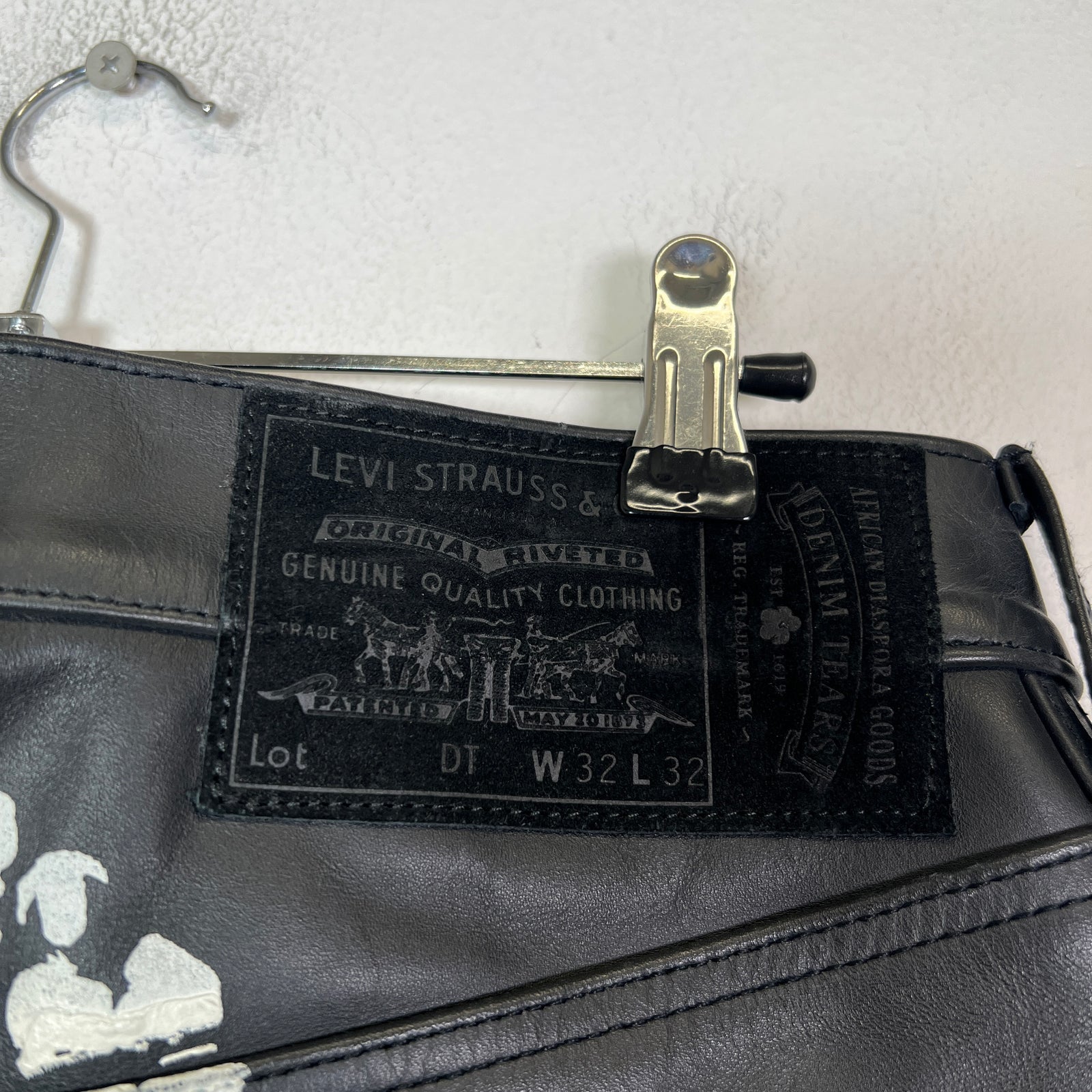 Denim Tears Black Leather Wreath Pants Size 32