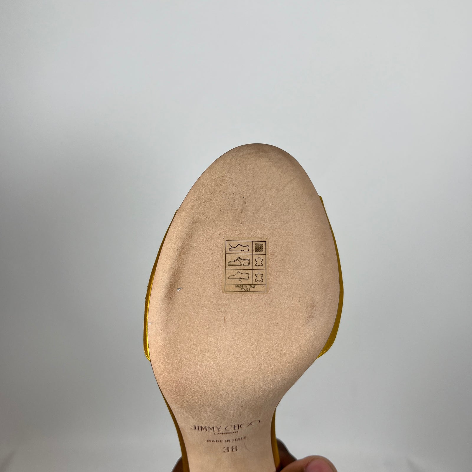 Jimmy Choo Yellow Stacey Crystal Embellished Sandals Size 38