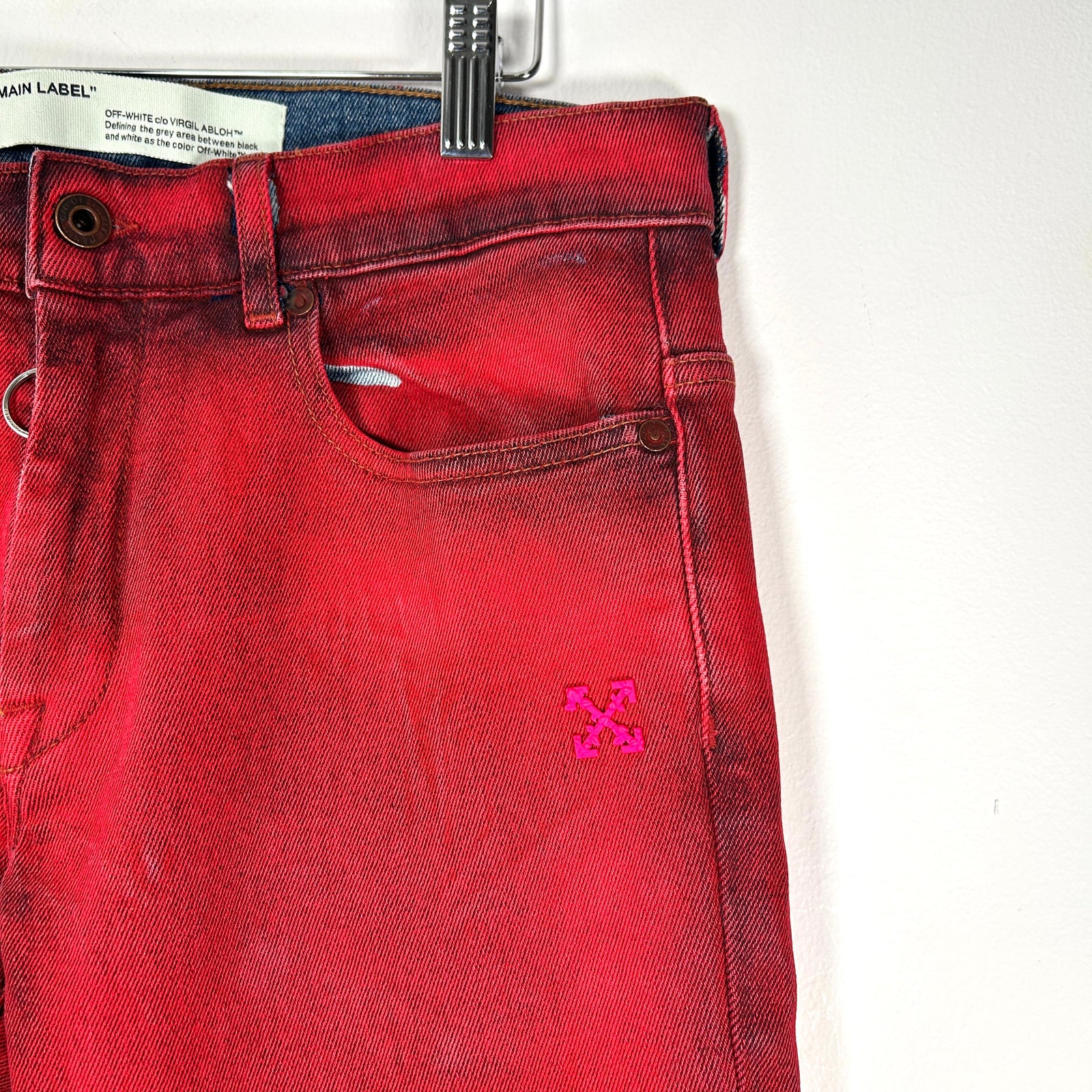 Off-White Red 'Arrow' Denim Jeans Size 30