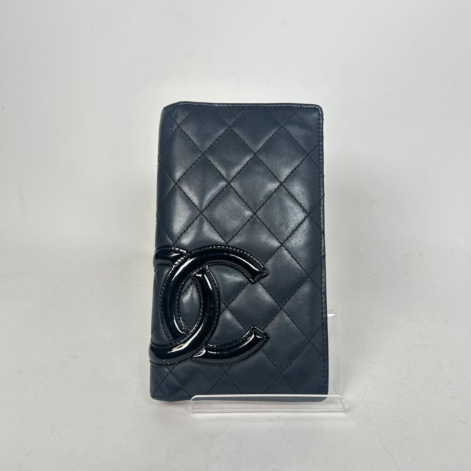 Chanel Black Combon Quilted Long Wallet