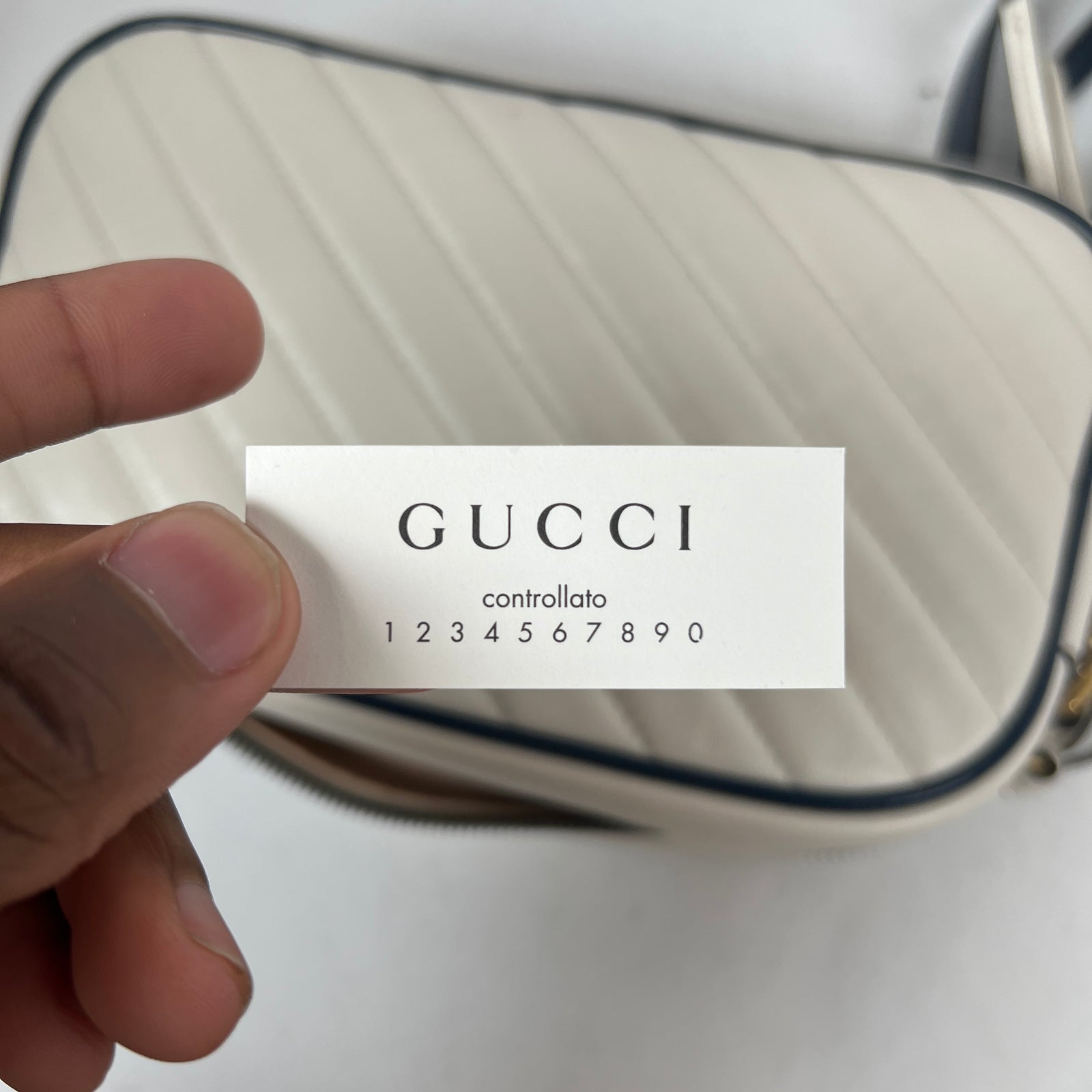 Gucci White Calfskin Diagonal GG Marmont Small Shoulder Bag