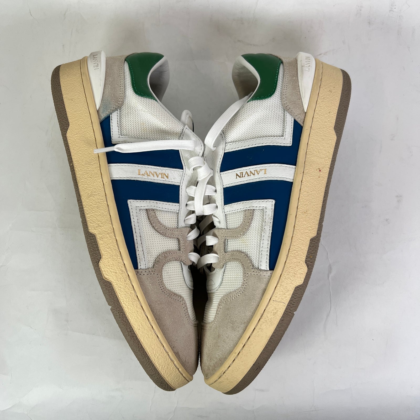 Lanvin White/Blue Clay Low-Top Sneaker Size 44