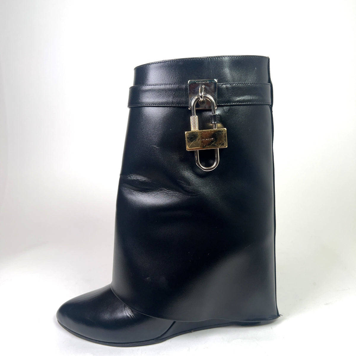 Givenchy Shark Calfskin Lock Ankle Boots